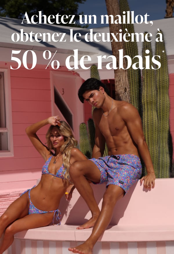 Un homme et une femme portant des maillots de bain de la marque Kulani Kinis