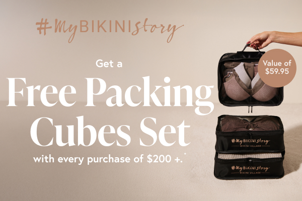 Packing cubes set in different sizes, designed for organized travel and easy packing. 