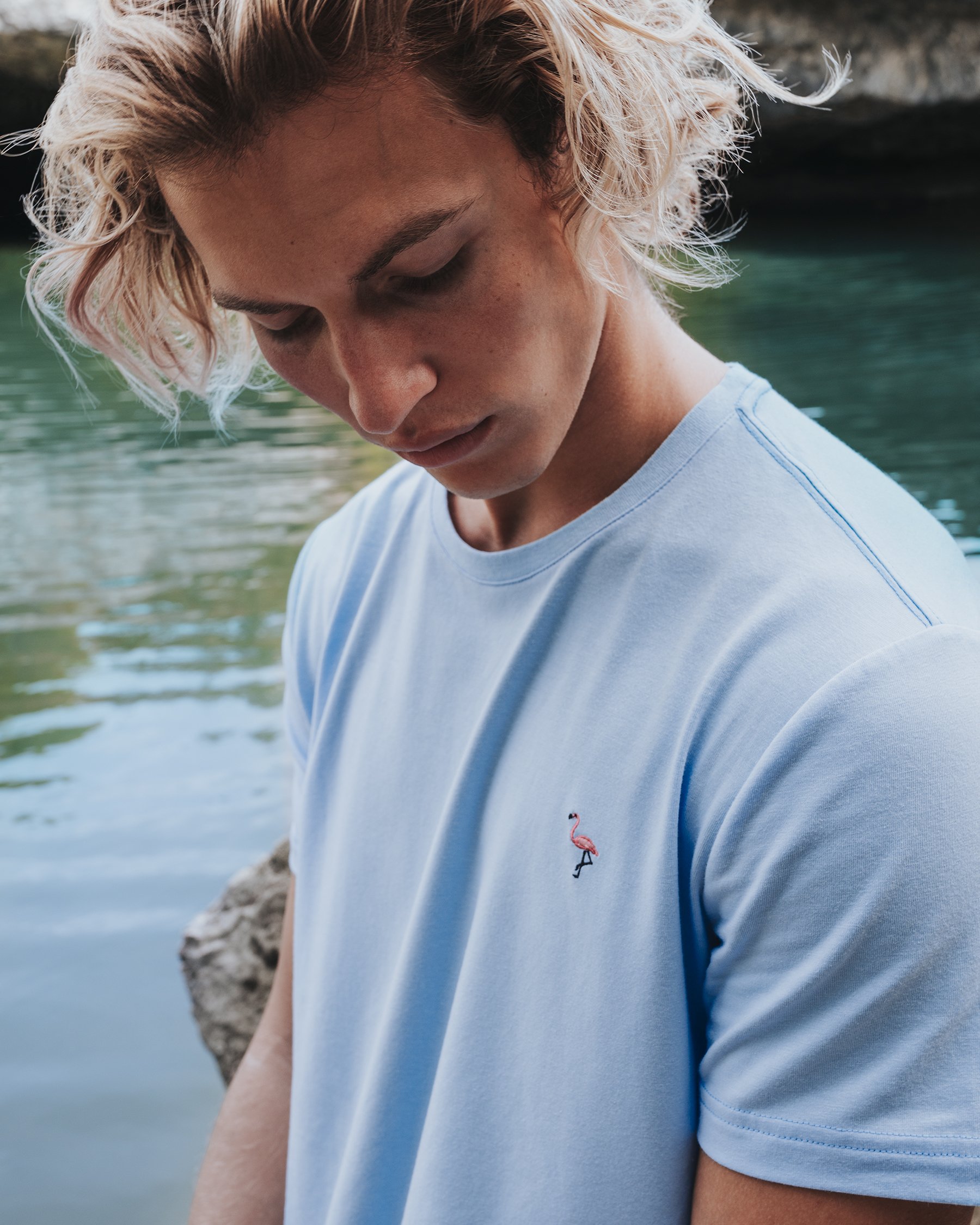 BERMIES Chandail manches courtes FLAMINGO Bleu pâle FLAMINGO TSH - Voir1