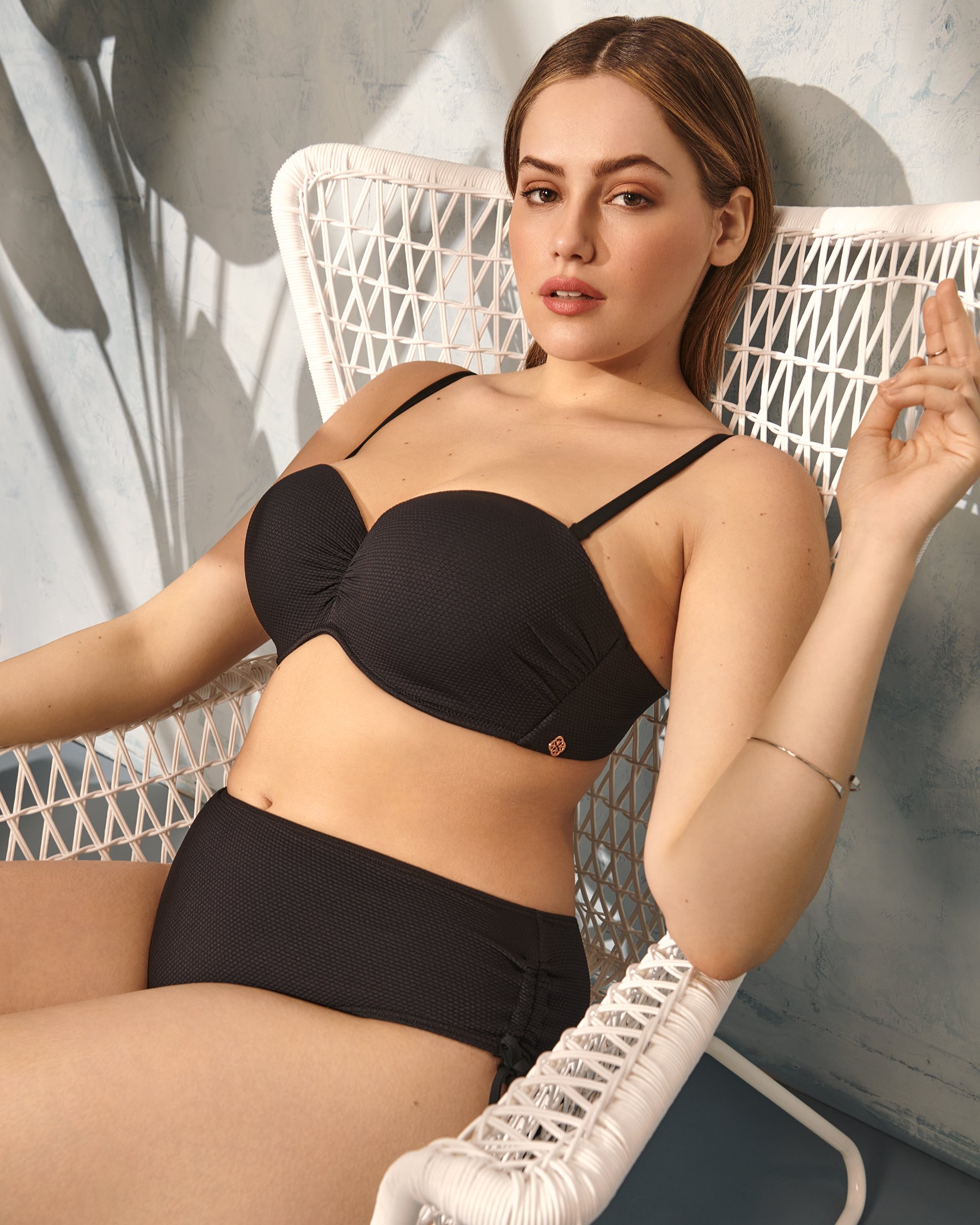 TURQUOISE COUTURE RENEW WAVE D Cup Bandeau Bikini Top Black 01200023 - View1