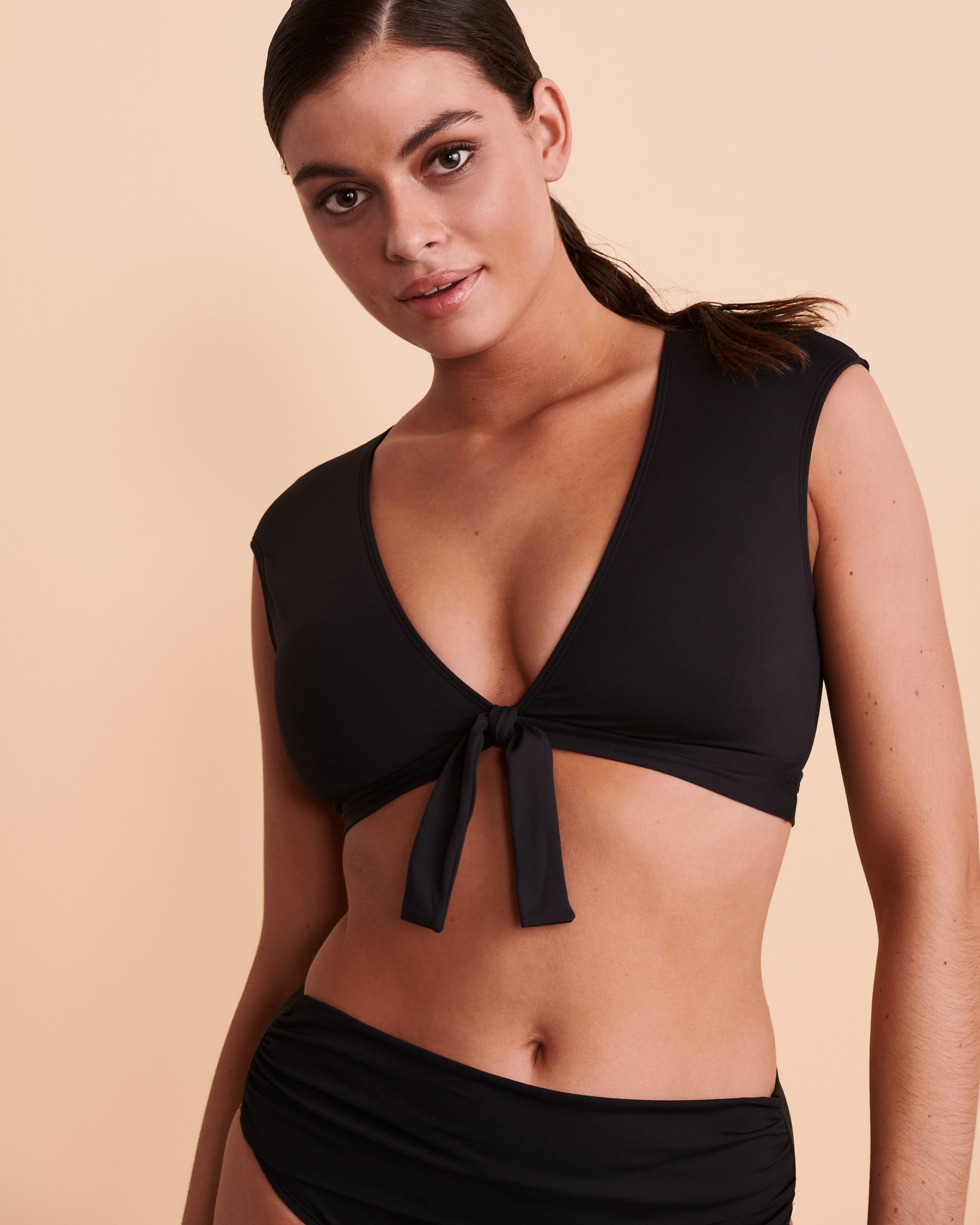 BLEU ROD BEATTIE Haut de bikini court noué KORE Noir RBKK00199H - Voir1