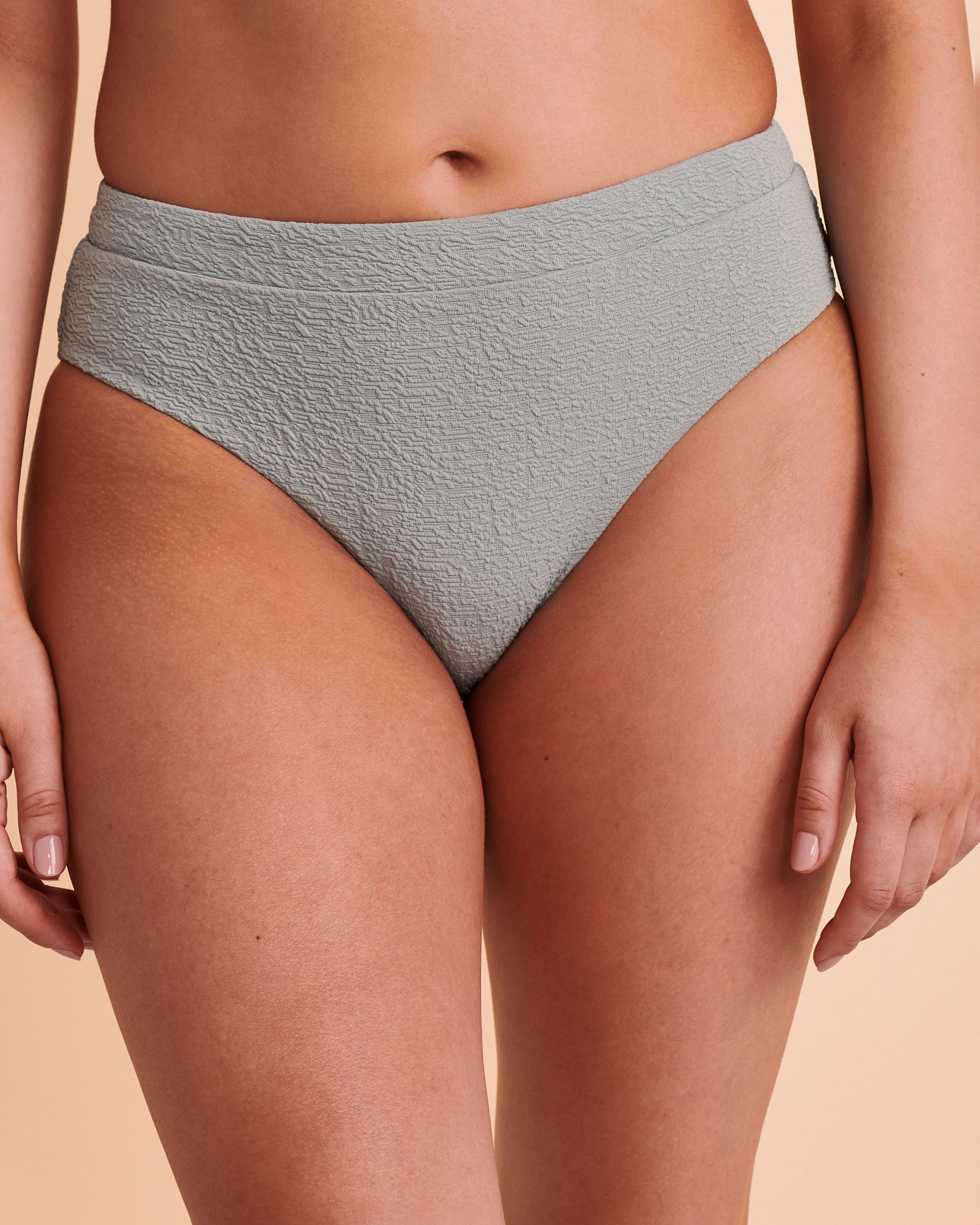 TROPIK Bas de bikini taille mi-haute TEXTURED Bleu argent 01300093 - Voir1
