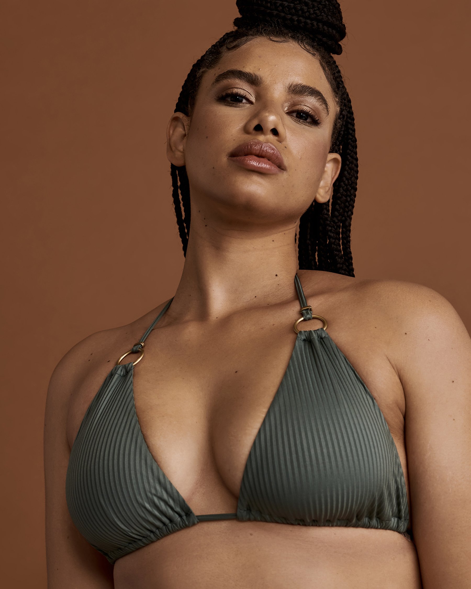 VITAMIN A ECORIB Cosmo Triangle Bikini Top Sage 252T - View3