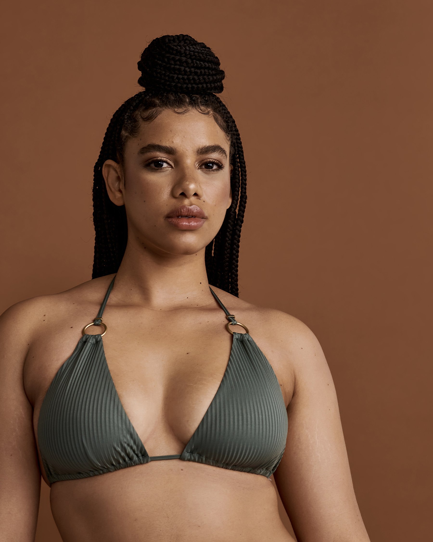 VITAMIN A ECORIB Cosmo Triangle Bikini Top Sage 252T - View6
