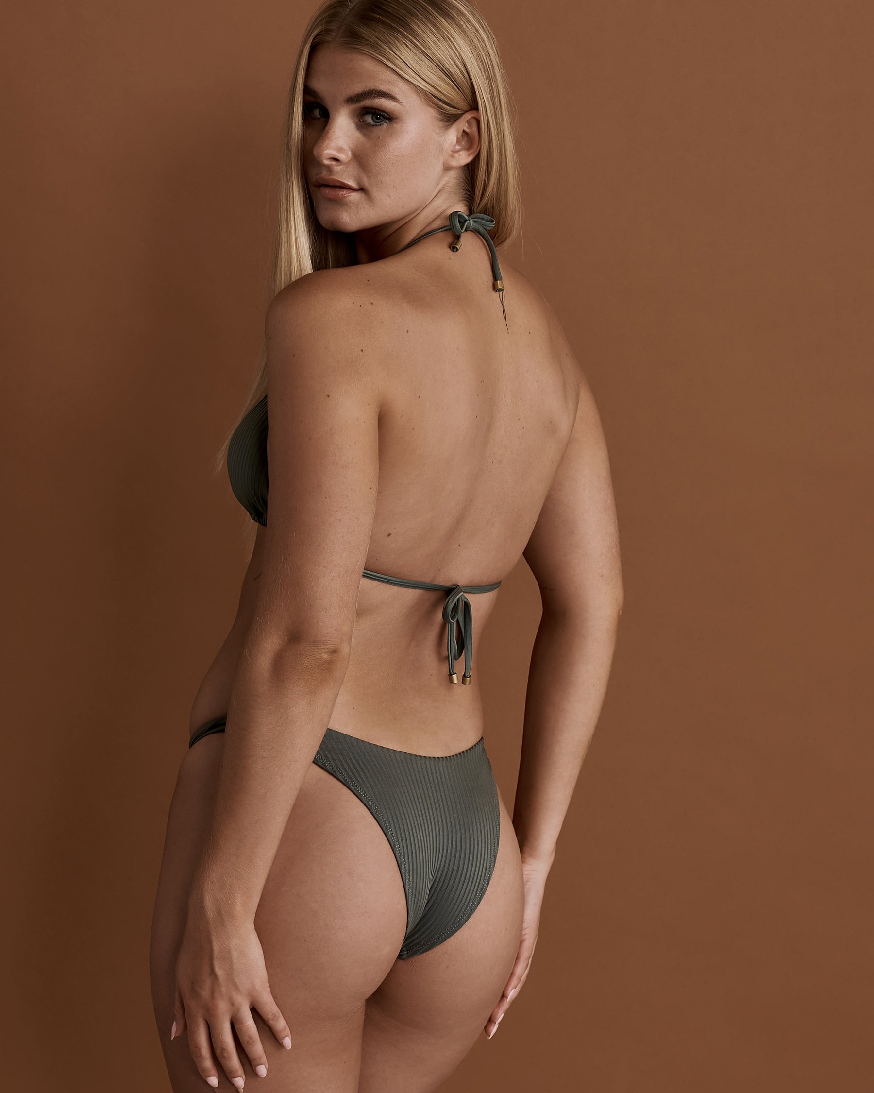 VITAMIN A ECORIB Cosmo Triangle Bikini Top Sage 252T - View8