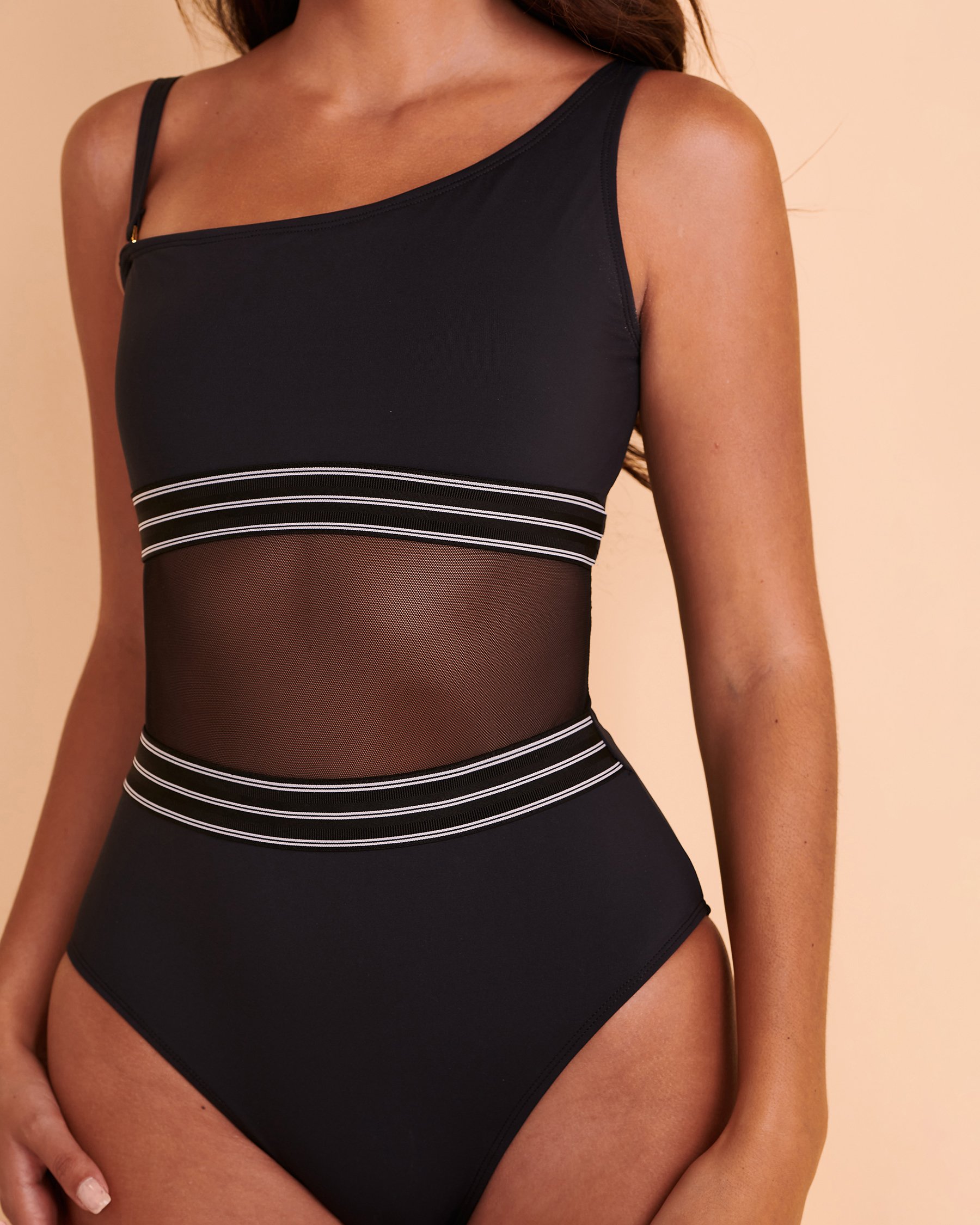 BLEU ROD BEATTIE Maillot une-pièce une épaule OFF THE GRID Noir RBOG23220H - View1