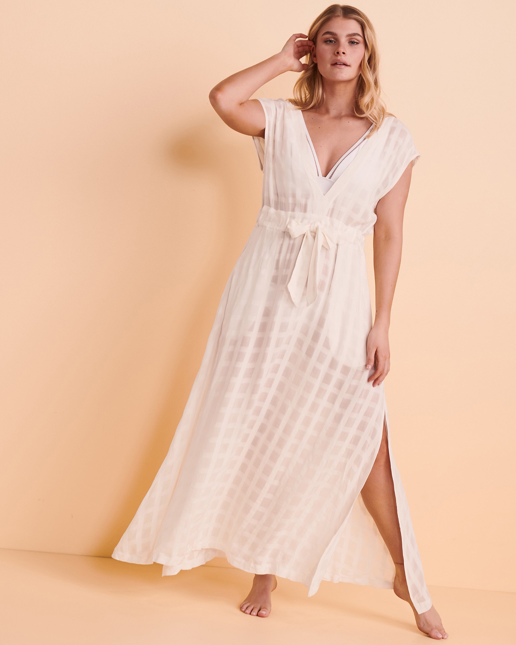 POLO RALPH LAUREN Robe maxi tissée Blanc 21007378 - Voir1