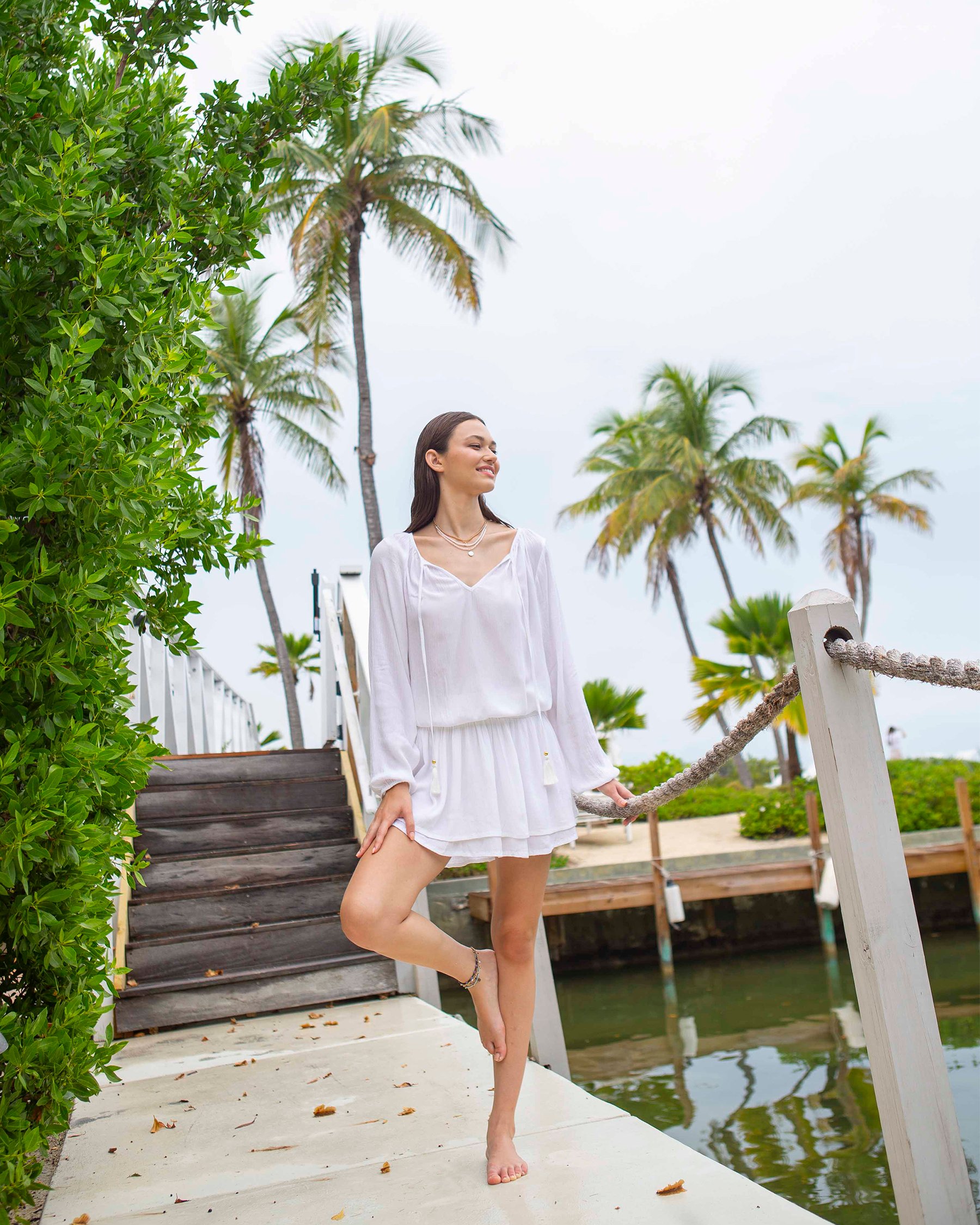 KOY RESORT Robe à manches longues MIAMI Blanc K2277 - Voir1