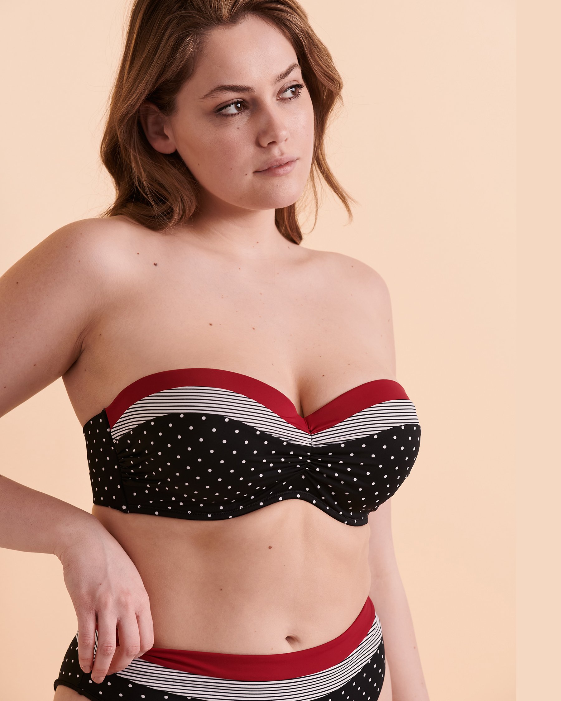 TURQUOISE COUTURE CRUISING D Cup Bandeau Bikini Top Dots 01200020 - View2
