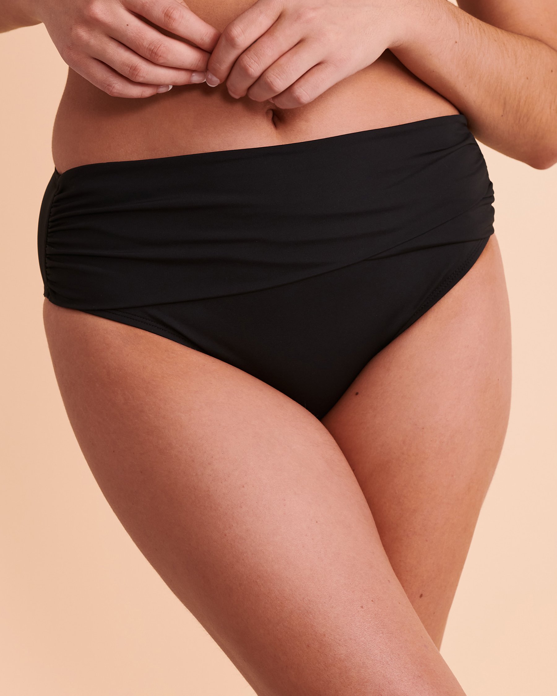 LA BLANCA ISLAND GODDESS Mid Rise Bikini Bottom Black LB1IG97 - View1
