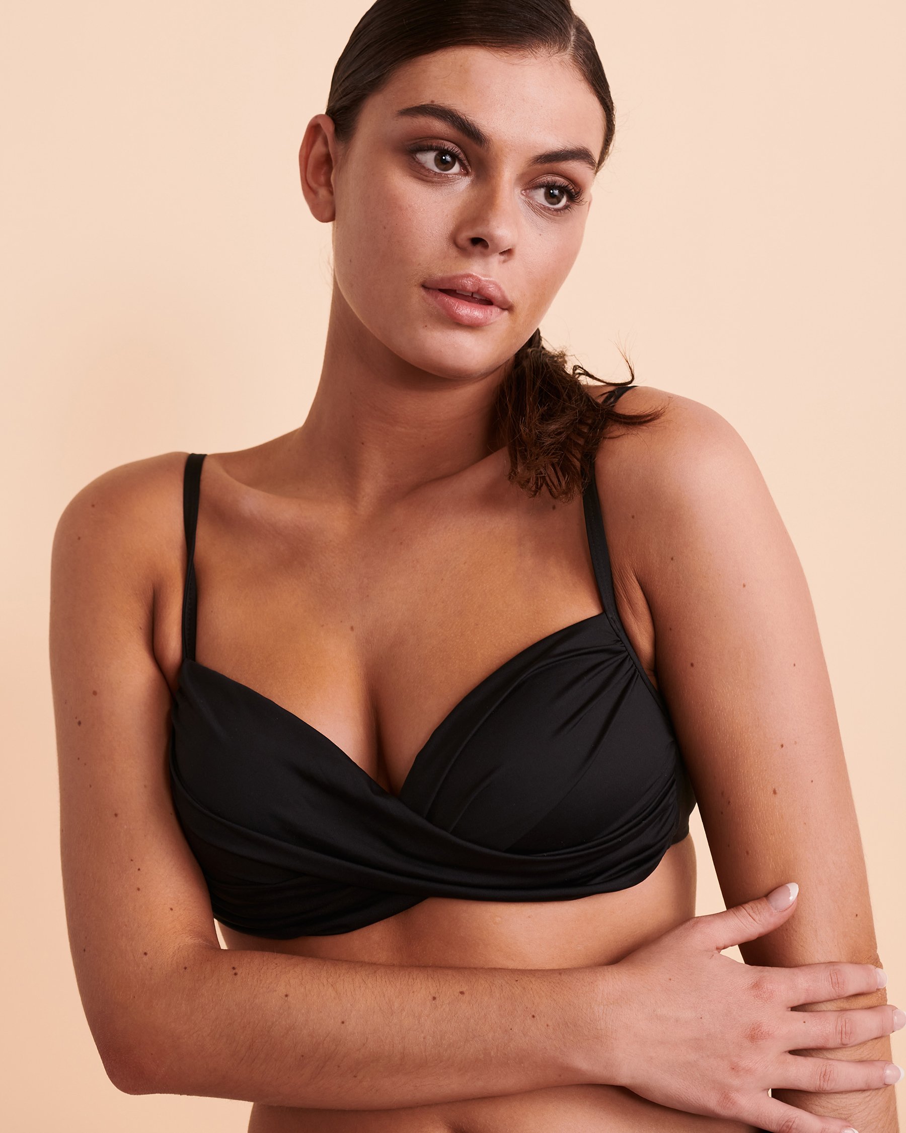 LA BLANCA ISLAND GODDESS Plunge Bikini Top Black LB21G71 - View4