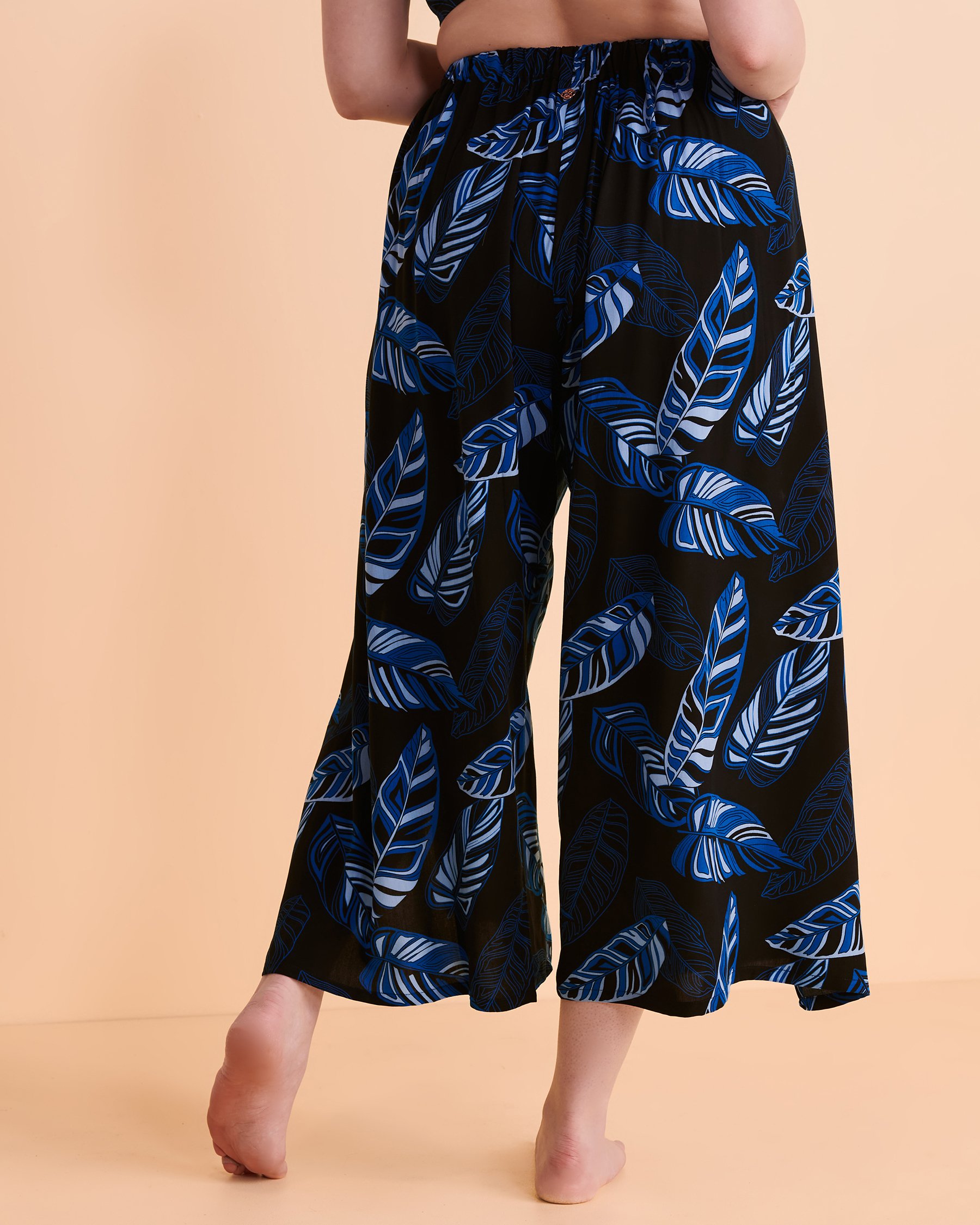 TURQUOISE COUTURE Pantalon jambe large MIDNIGHT LEAVES Feuillage nocturne 02200027 - Voir2