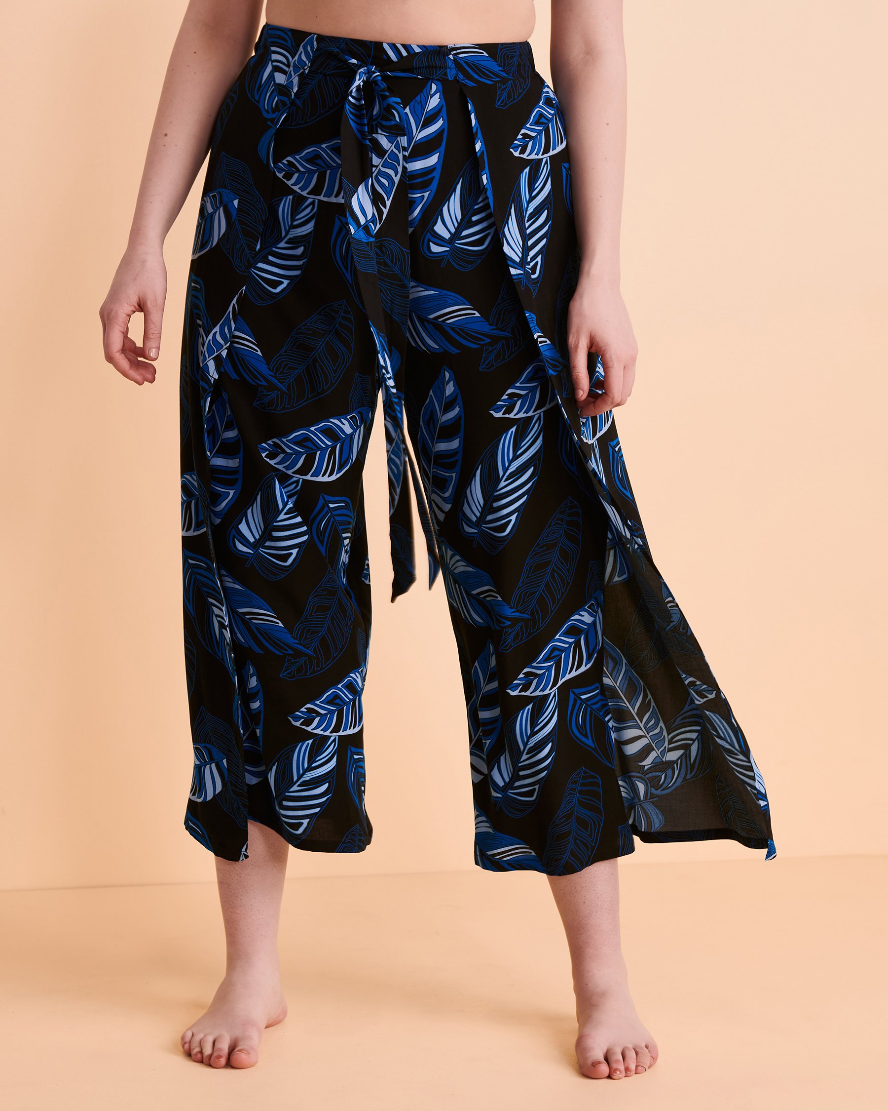 TURQUOISE COUTURE Pantalon jambe large MIDNIGHT LEAVES Feuillage nocturne 02200027 - Voir4
