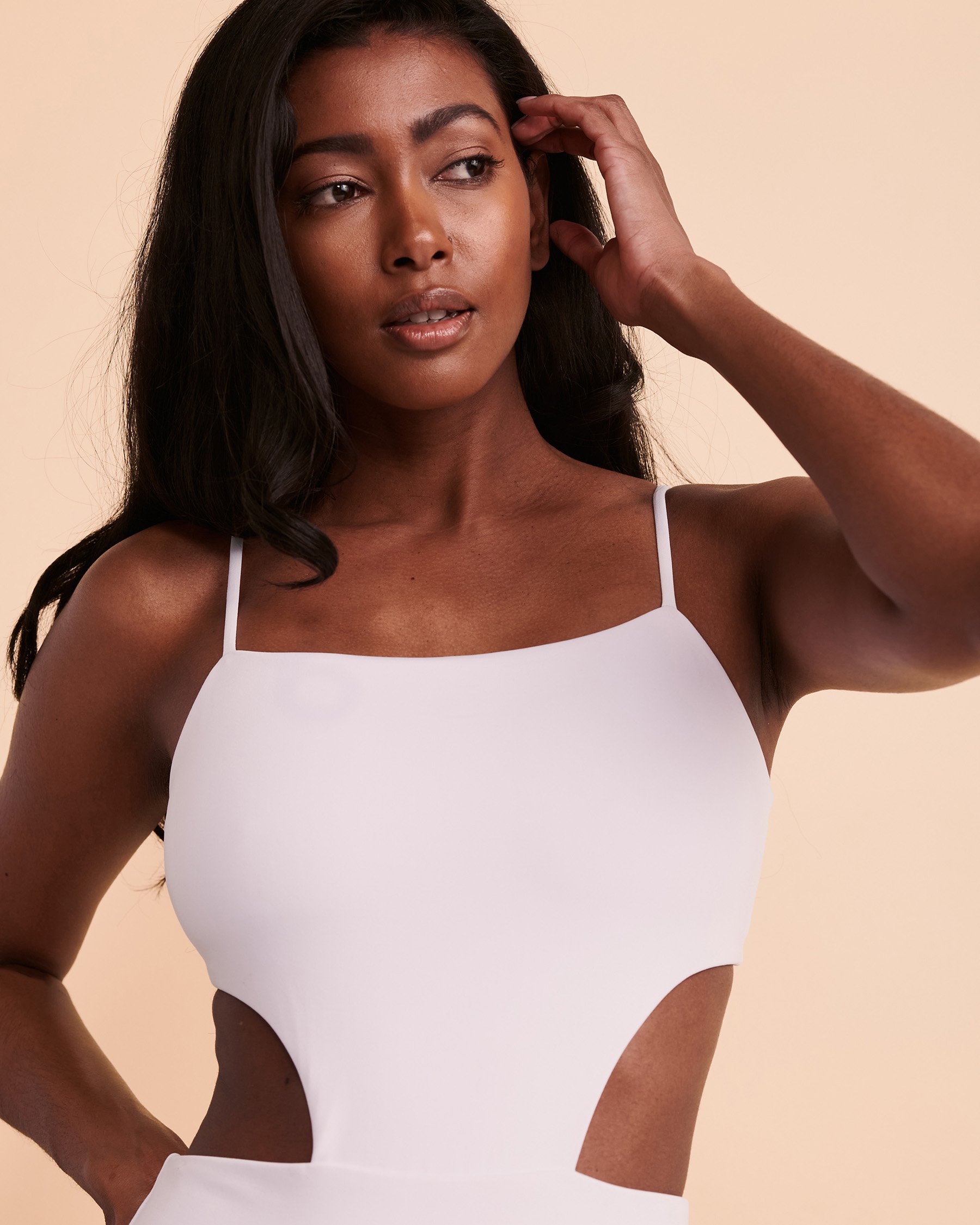 KIBYS ROCKY Cut-out One-piece Swimsuit White 85993 - View4