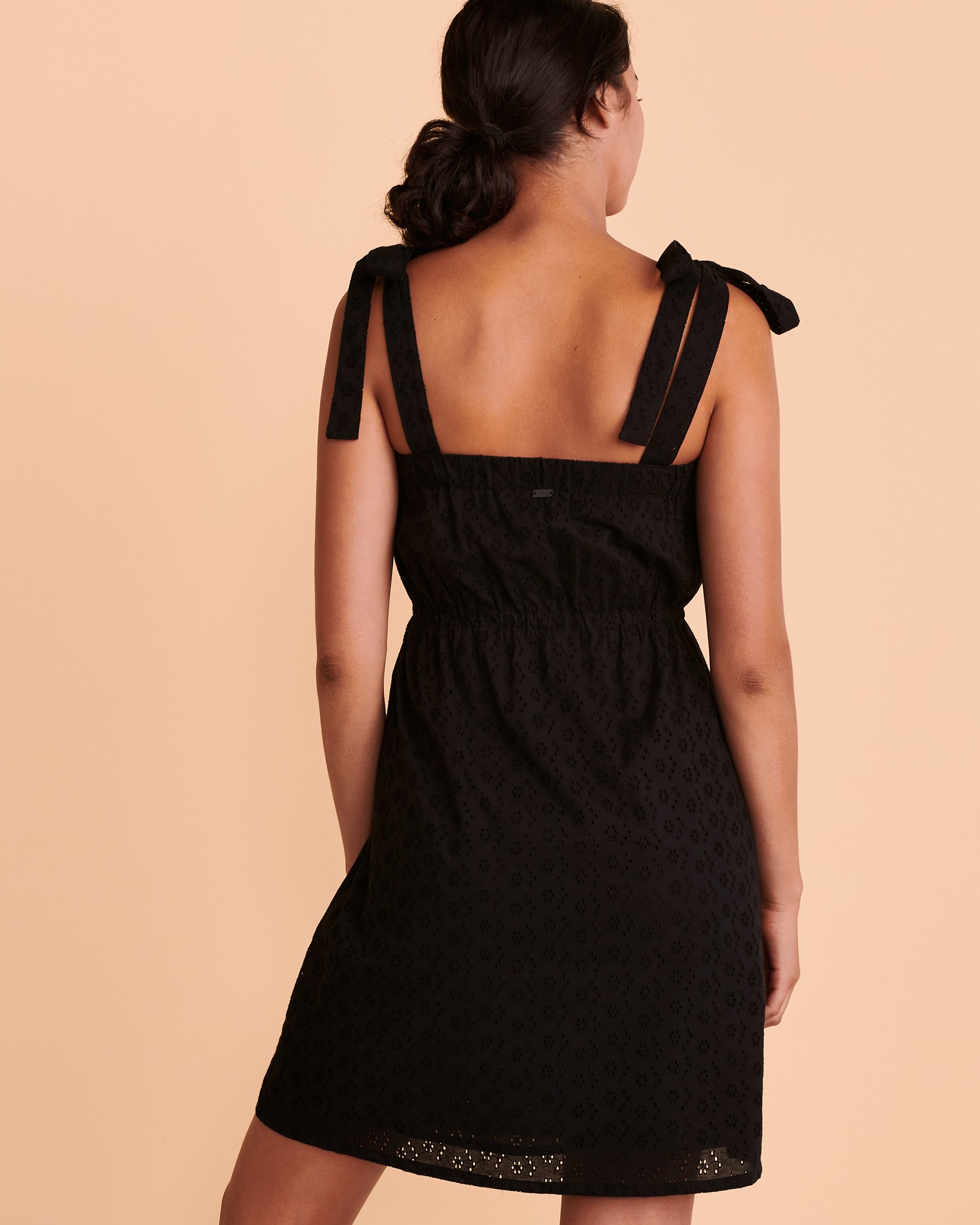 TROPIK Eyelet Shoulder Tie Dress Black 02300071 - View2