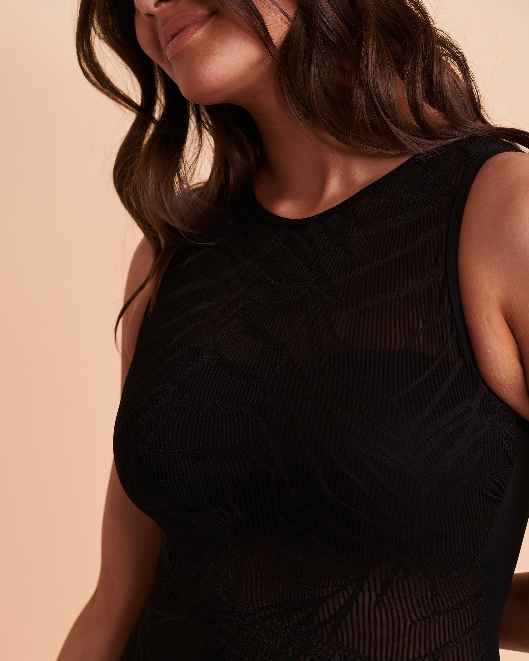 PROFILE SHEER PLEASURE High Neck One-piece Swimsuit Black E2216-2049 - View4