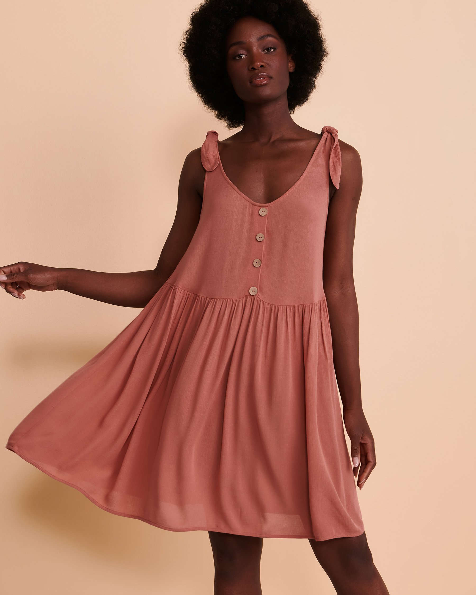 TROPIK Shoulder Tie Dress Brick 02300047 - View3