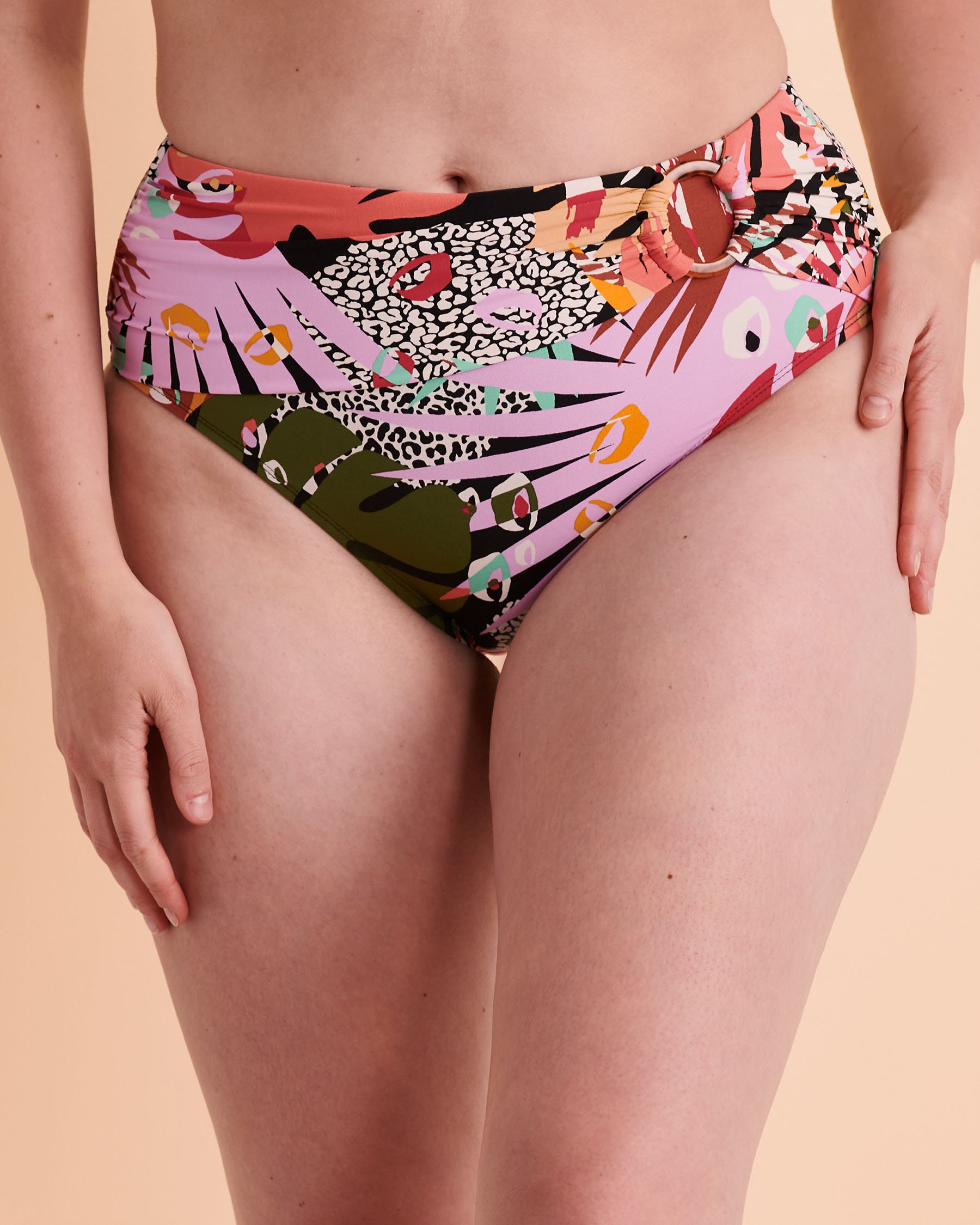 BLEU ROD BEATTIE Bas de bikini taille haute drapée LET'S GET LOUD Imprimé multicouleur RBLG23508H - View1