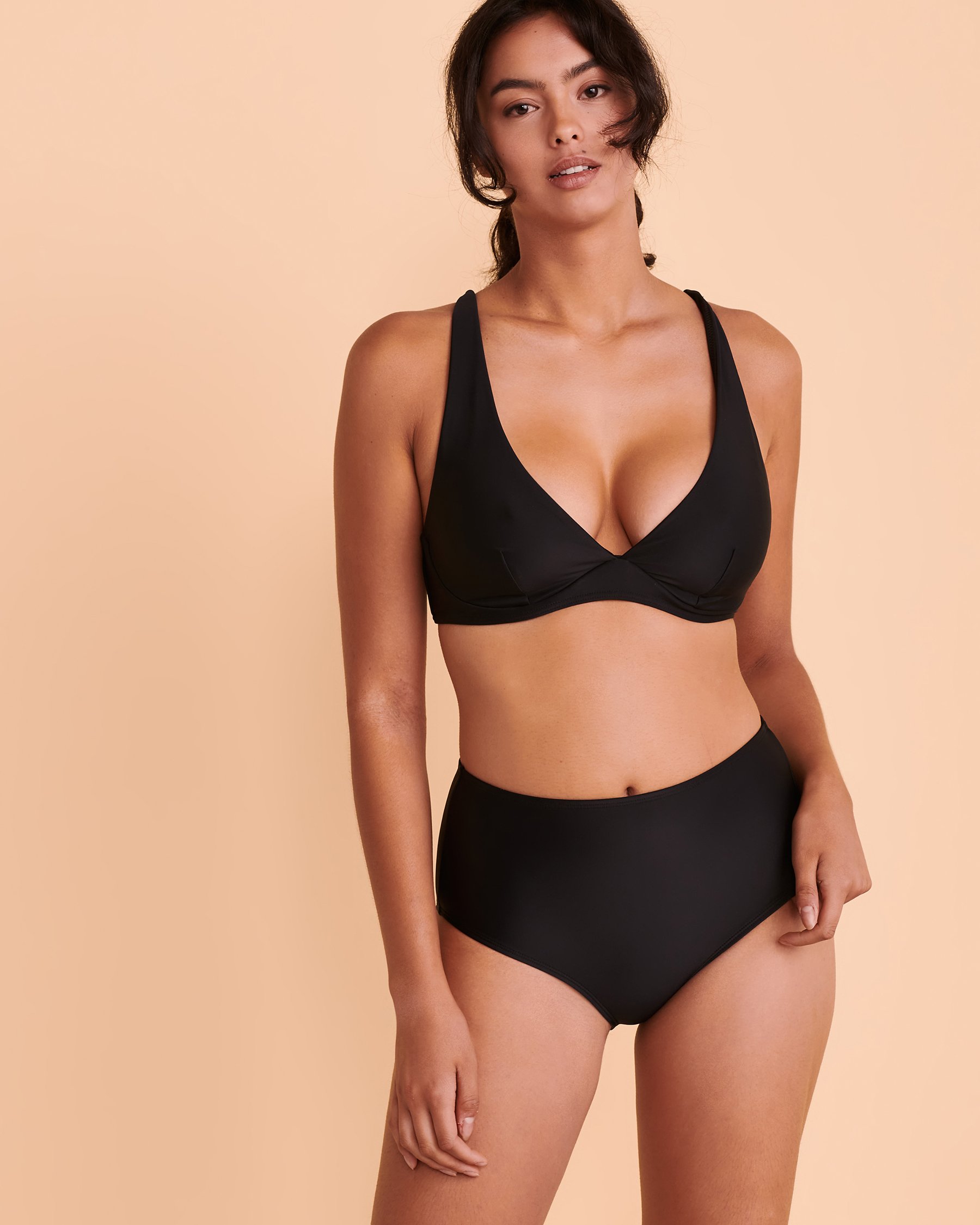 RIP CURL CLASSIC SURF D/DD Cup Plunge Bikini Top Black GSIEK9 - View1