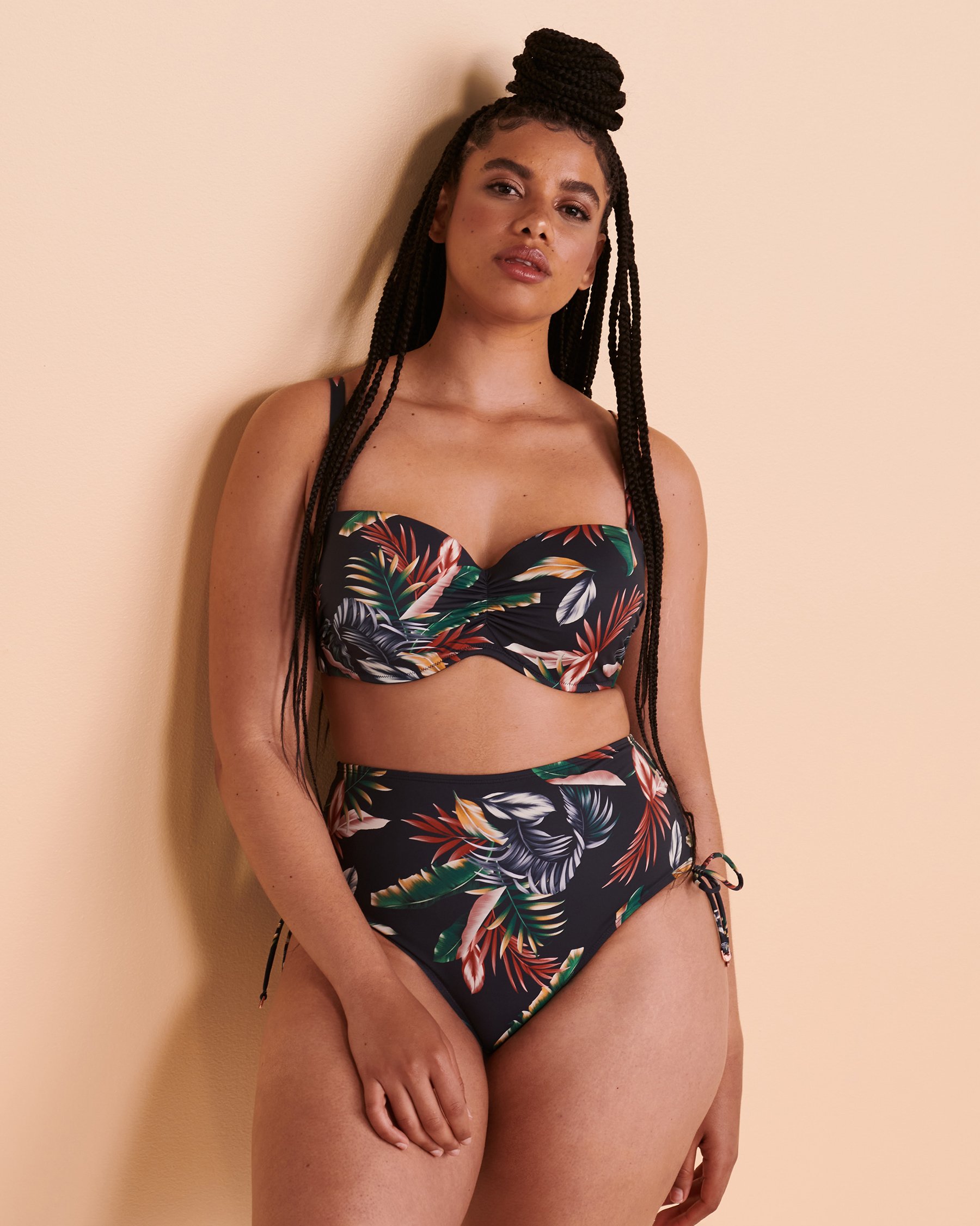 TURQUOISE COUTURE DARK JUNGLE D Cup Bandeau Bikini Top Dark jungle 01200027 - View3