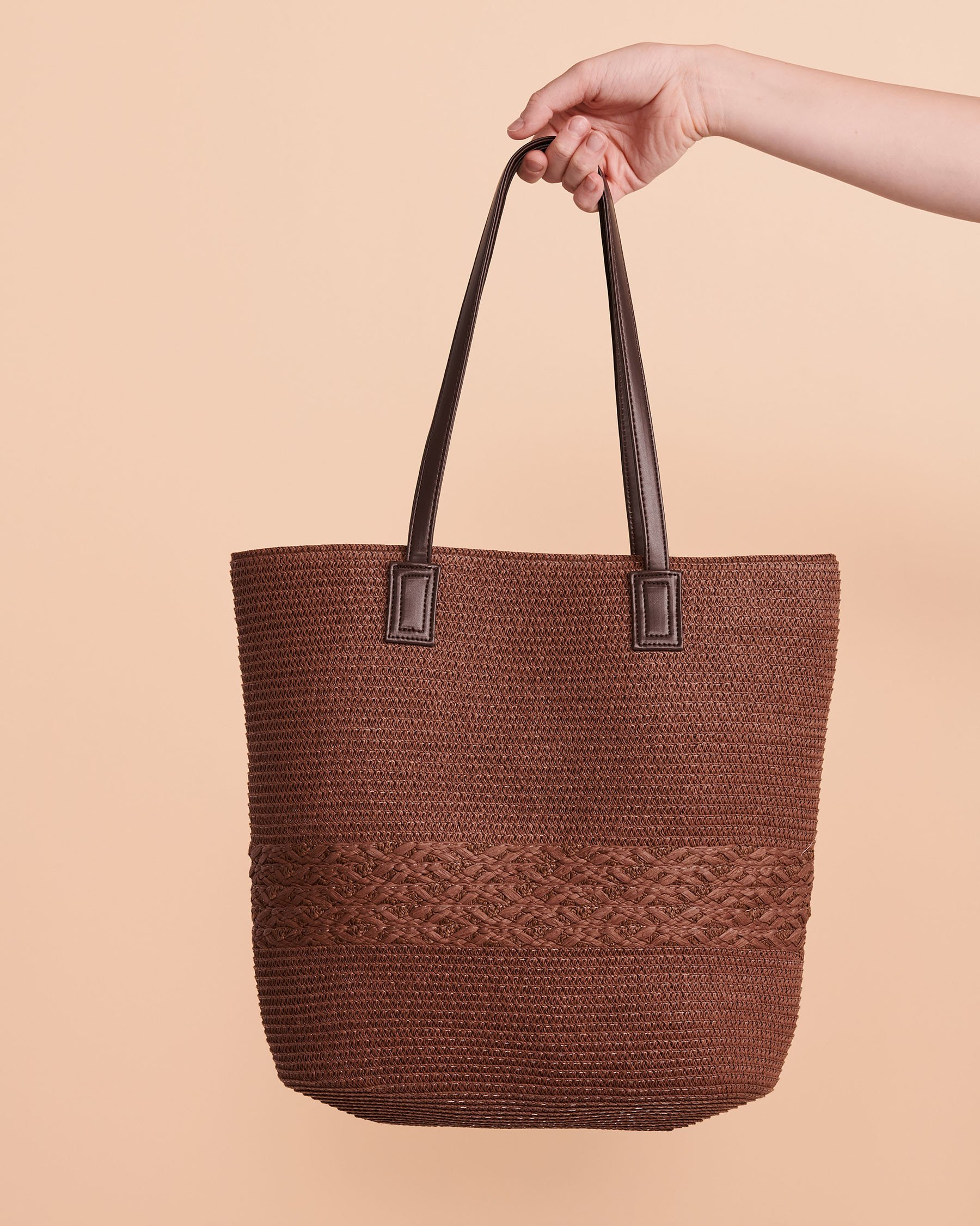 SARAJANE Sac en paille avec motif Brun 22SJ2116 - Voir2