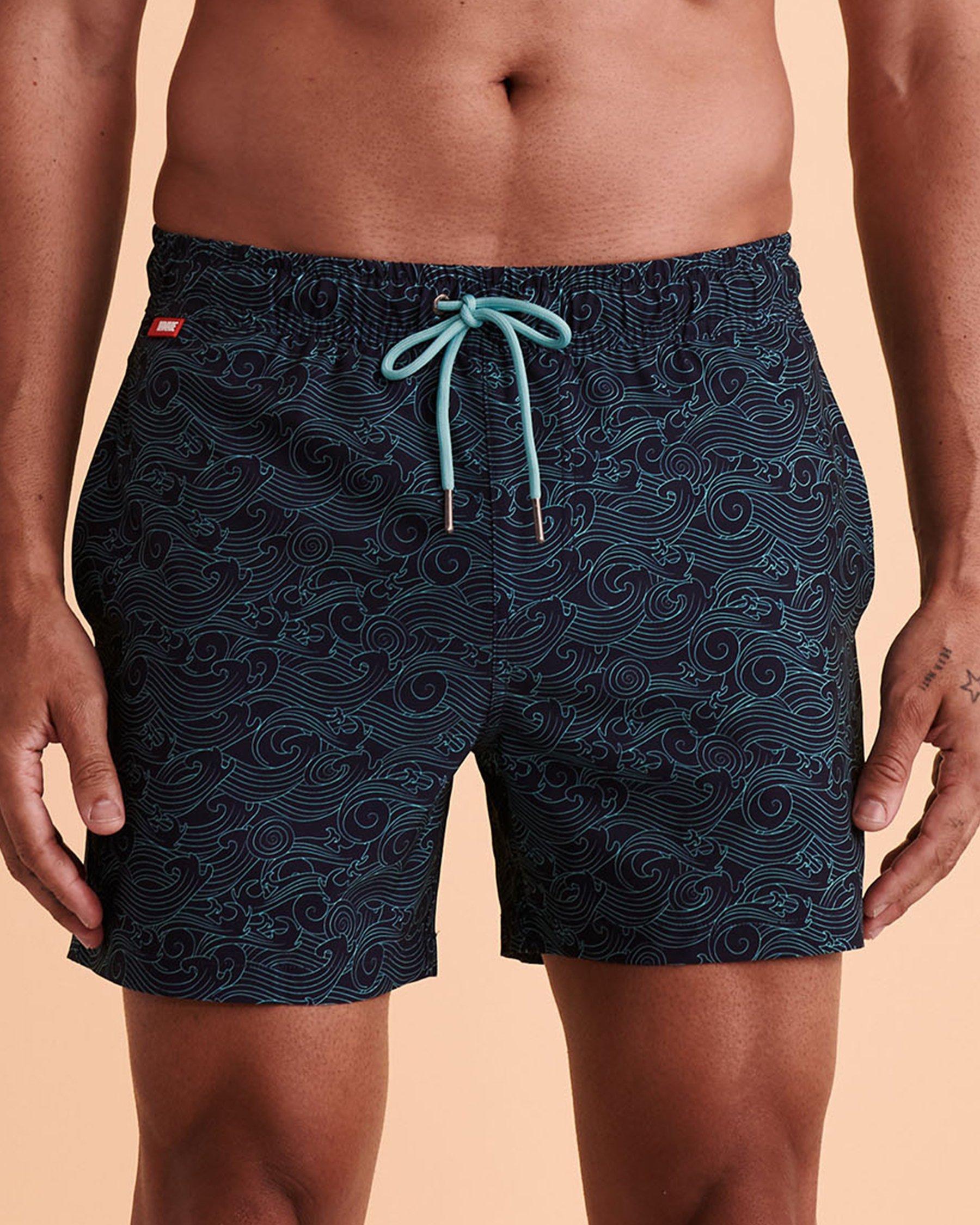 HAMABE Volley Swimsuit with Mesh Lining Wave print 03100008 - View1