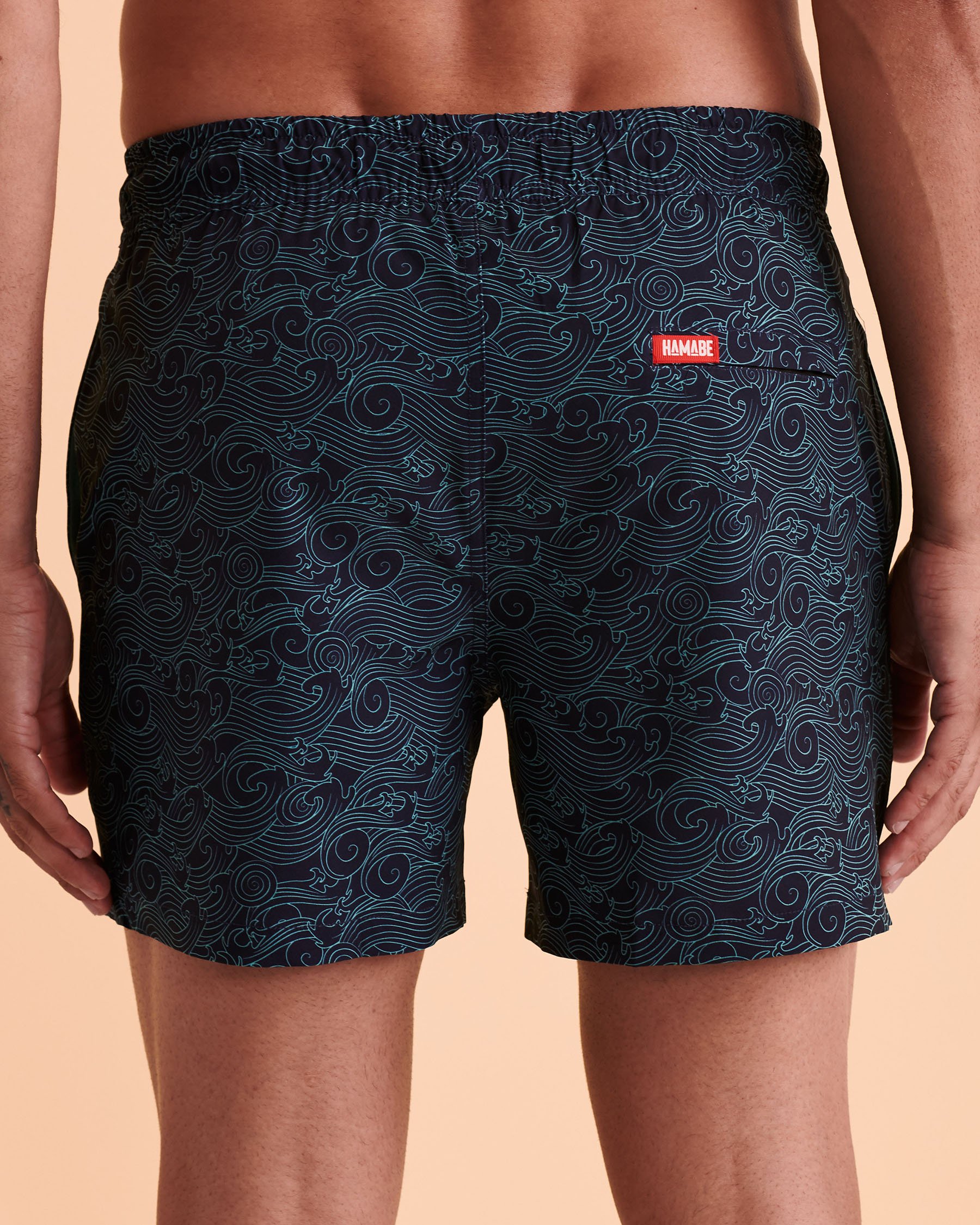 HAMABE Volley Swimsuit with Mesh Lining Wave print 03100008 - View3