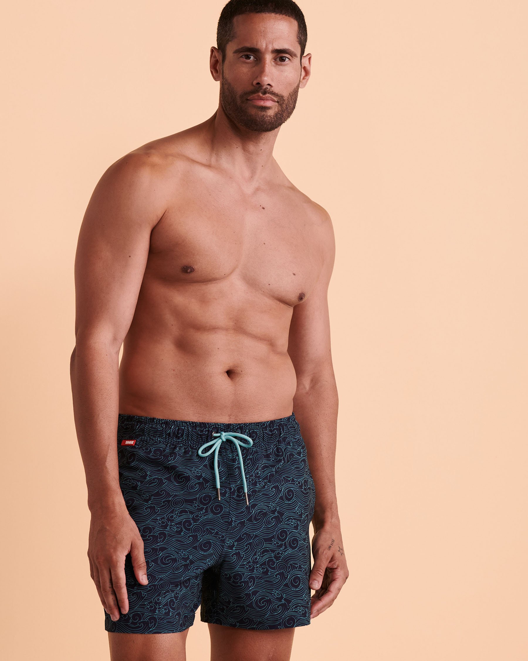HAMABE Volley Swimsuit with Mesh Lining Wave print 03100008 - View6