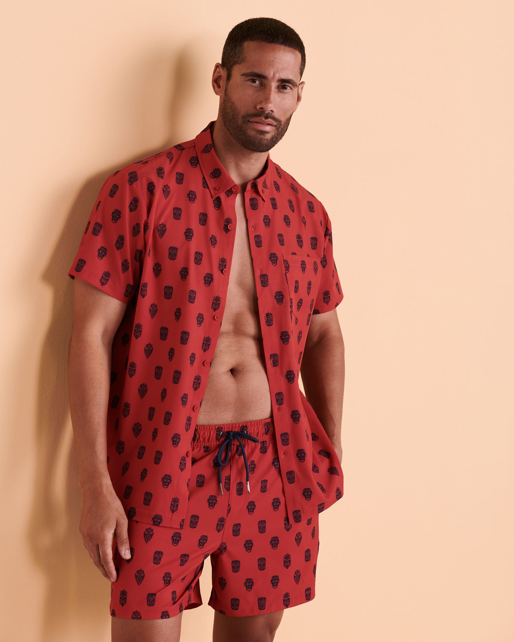 HAMABE Short Sleeve Shirt Tiki print 04100006 - View2