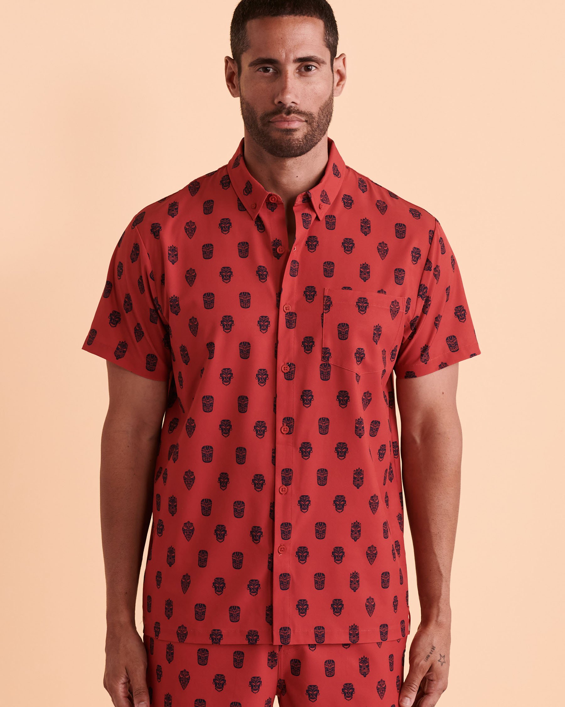 HAMABE Short Sleeve Shirt Tiki print 04100006 - View4