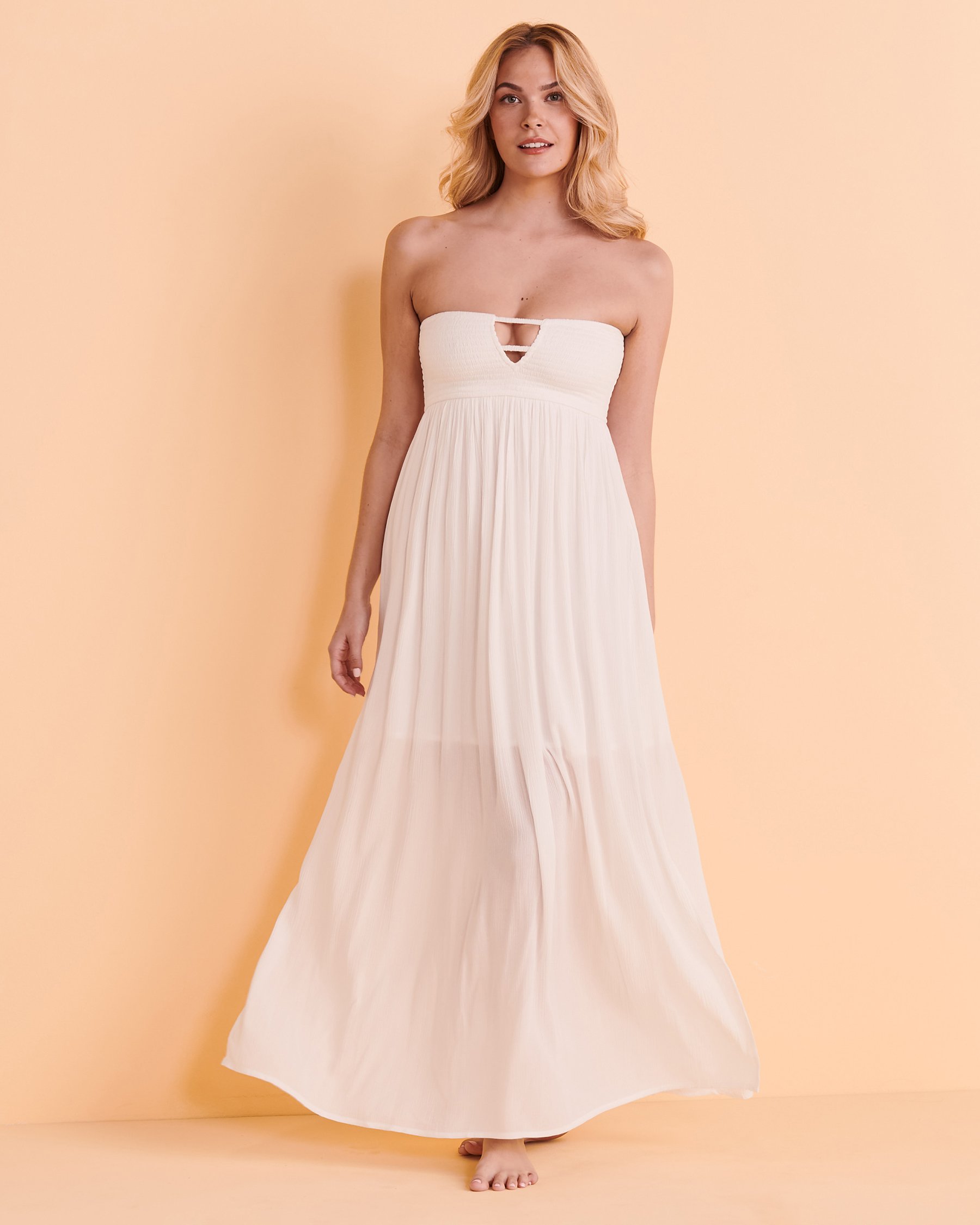KOY RESORT Robe bandeau plissée MIAMI Blanc K2106 - Voir2
