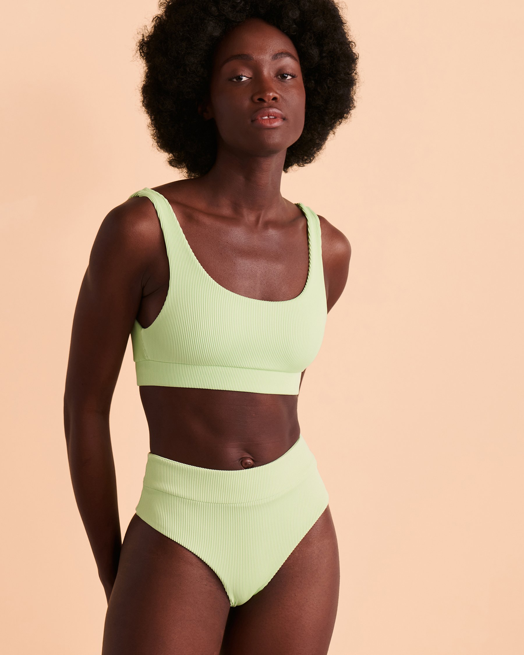 KULANI KINIS NEON LIME High Leg Bikini Bottom Neon lime BOT226NLR - View4