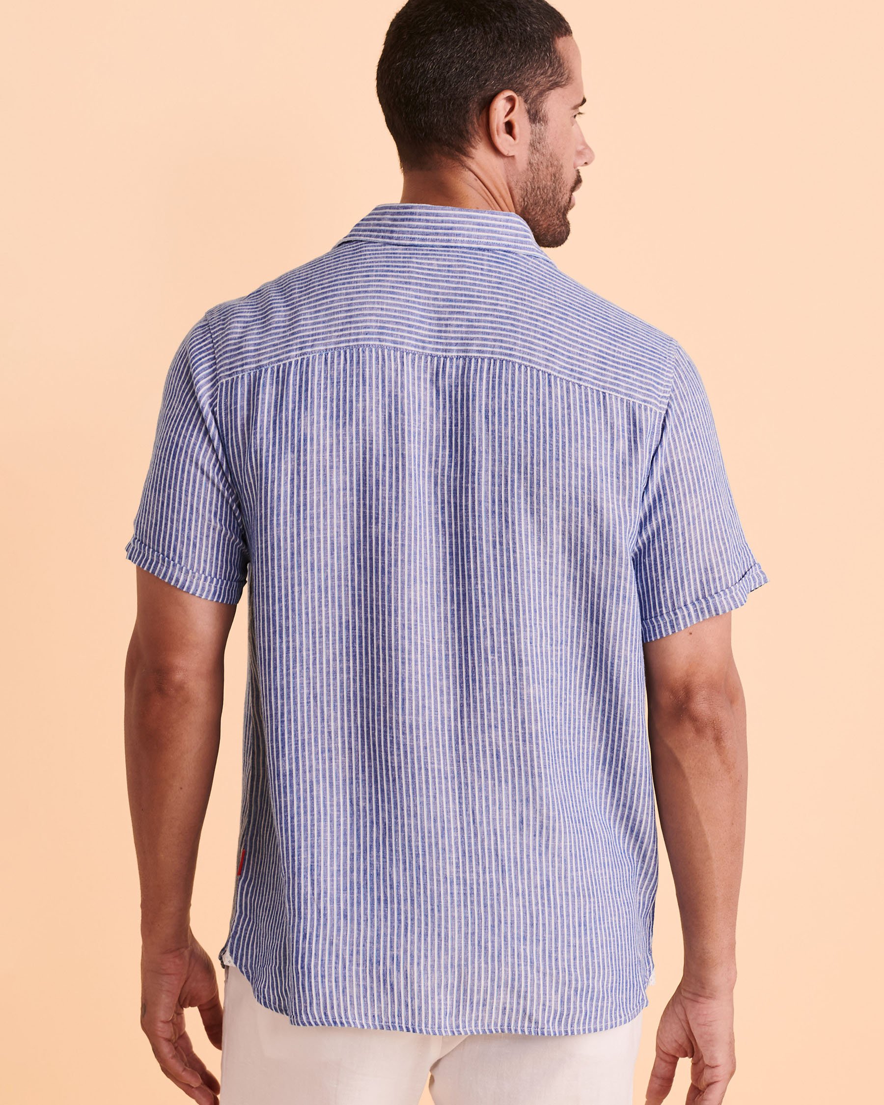 PUBLIC BEACH Chemisier à rayures LINEN Bleu PB5216BIK - Voir2