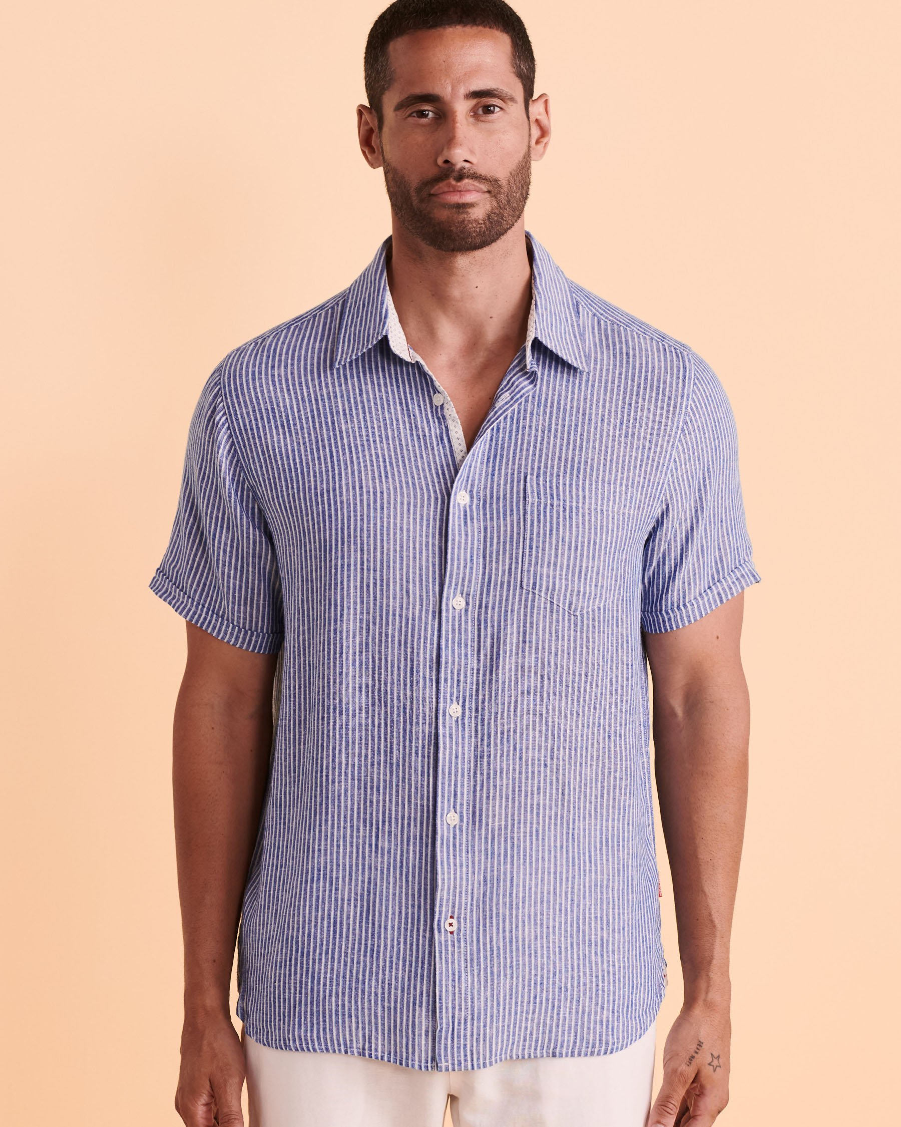 PUBLIC BEACH Chemisier à rayures LINEN Bleu PB5216BIK - Voir3