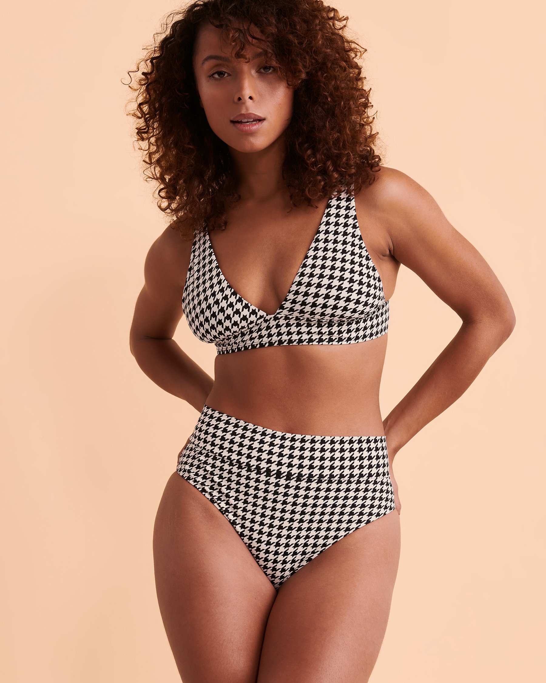 SKYE ENCHANTMENT Isabella Laced Back Bikini Top Black and white print SK73511 - View1
