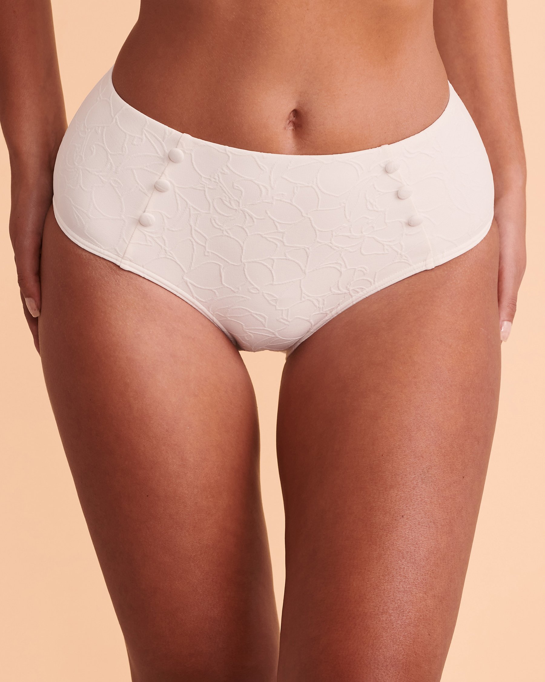 TURQUOISE COUTURE TEXTURED High Waist Bikini Bottom Vanilla 01300162 - View1