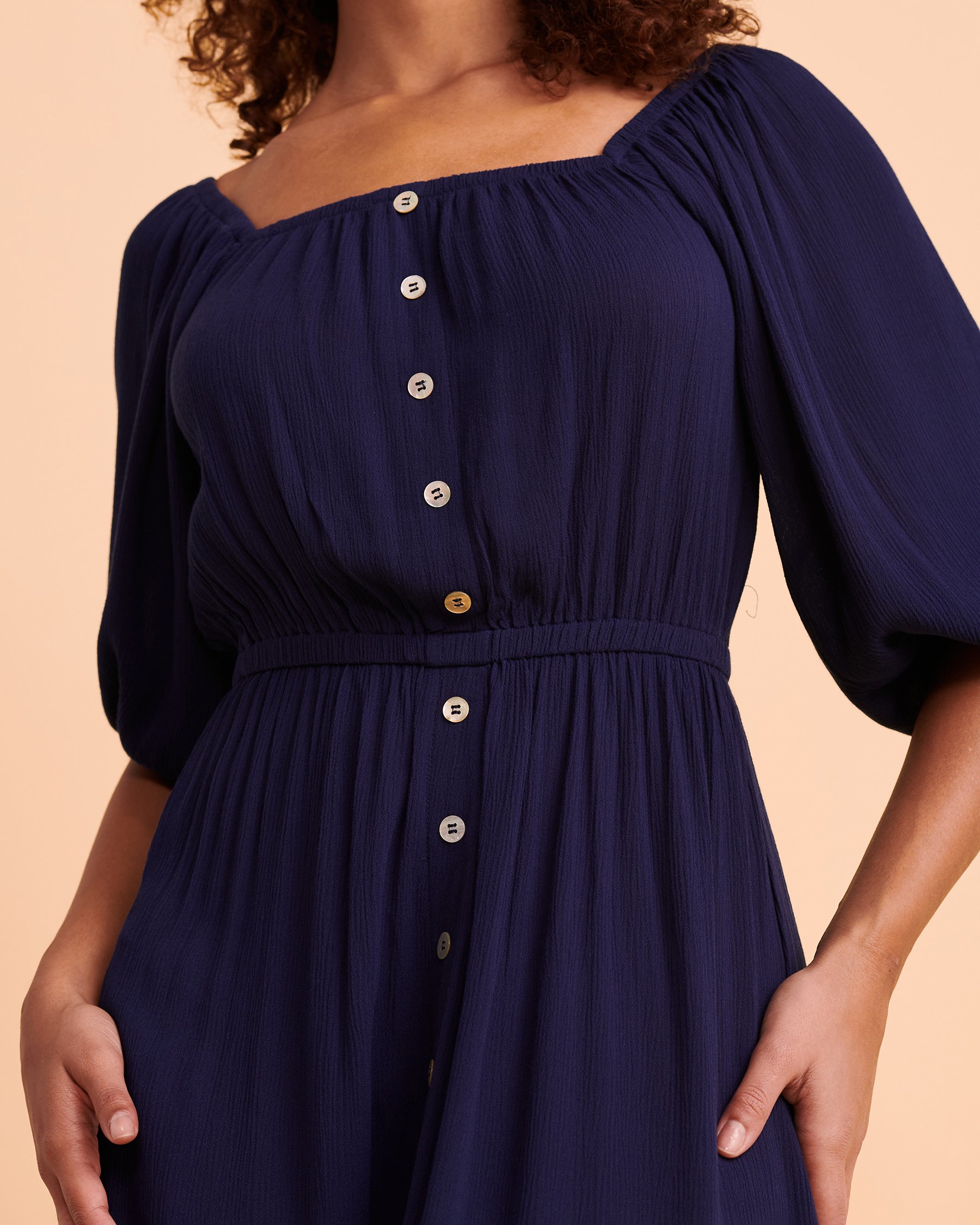 TURQUOISE COUTURE Maxi Dress with Buttons Blue 02300076 - View3