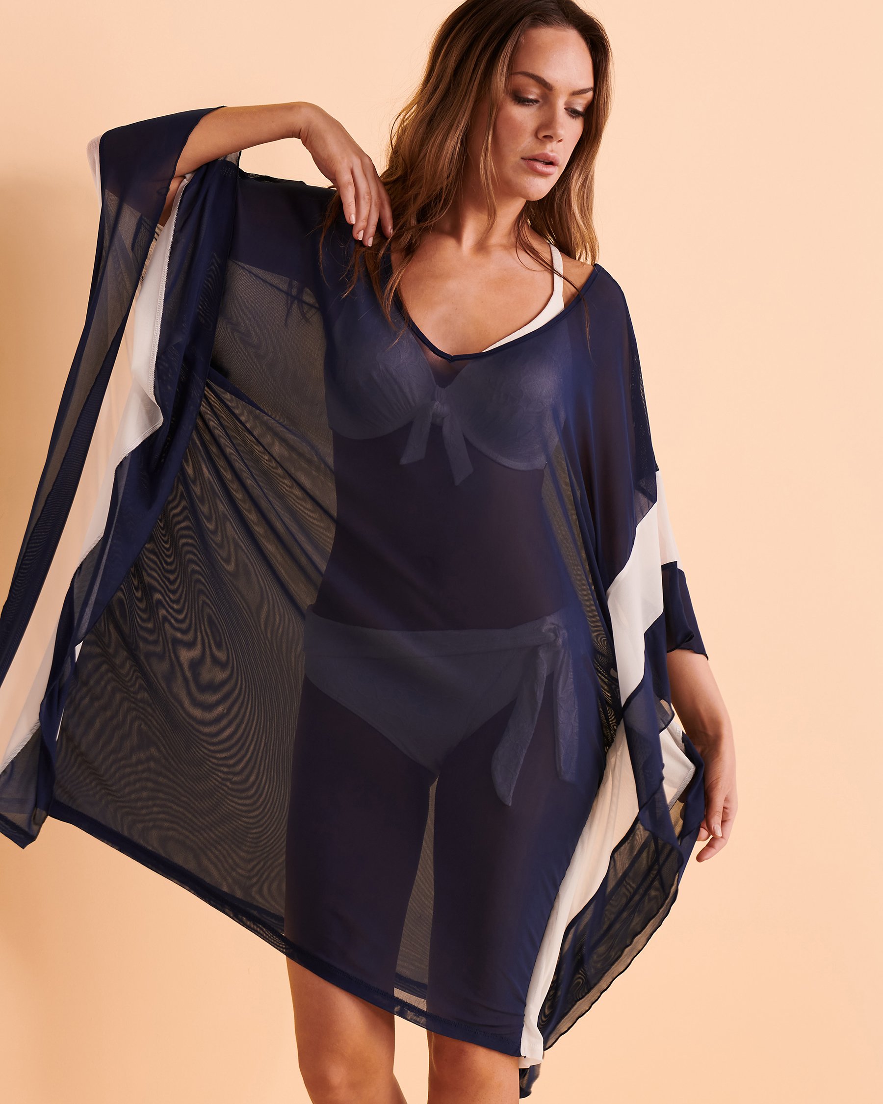 TURQUOISE COUTURE Mesh Poncho Blue 02400019 - View4