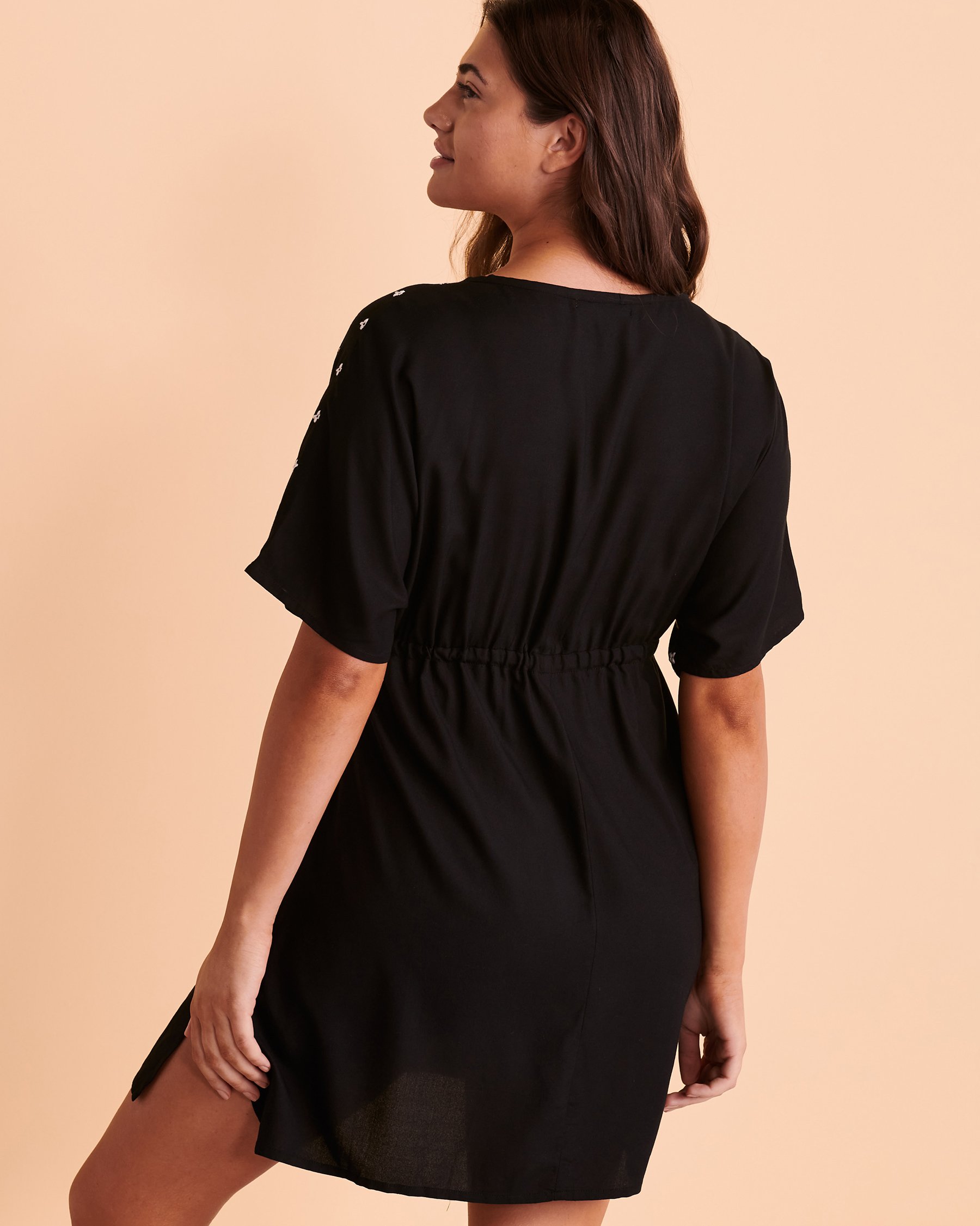 URBAN LUX Embroidered Caftan Black and white 2308 - View2