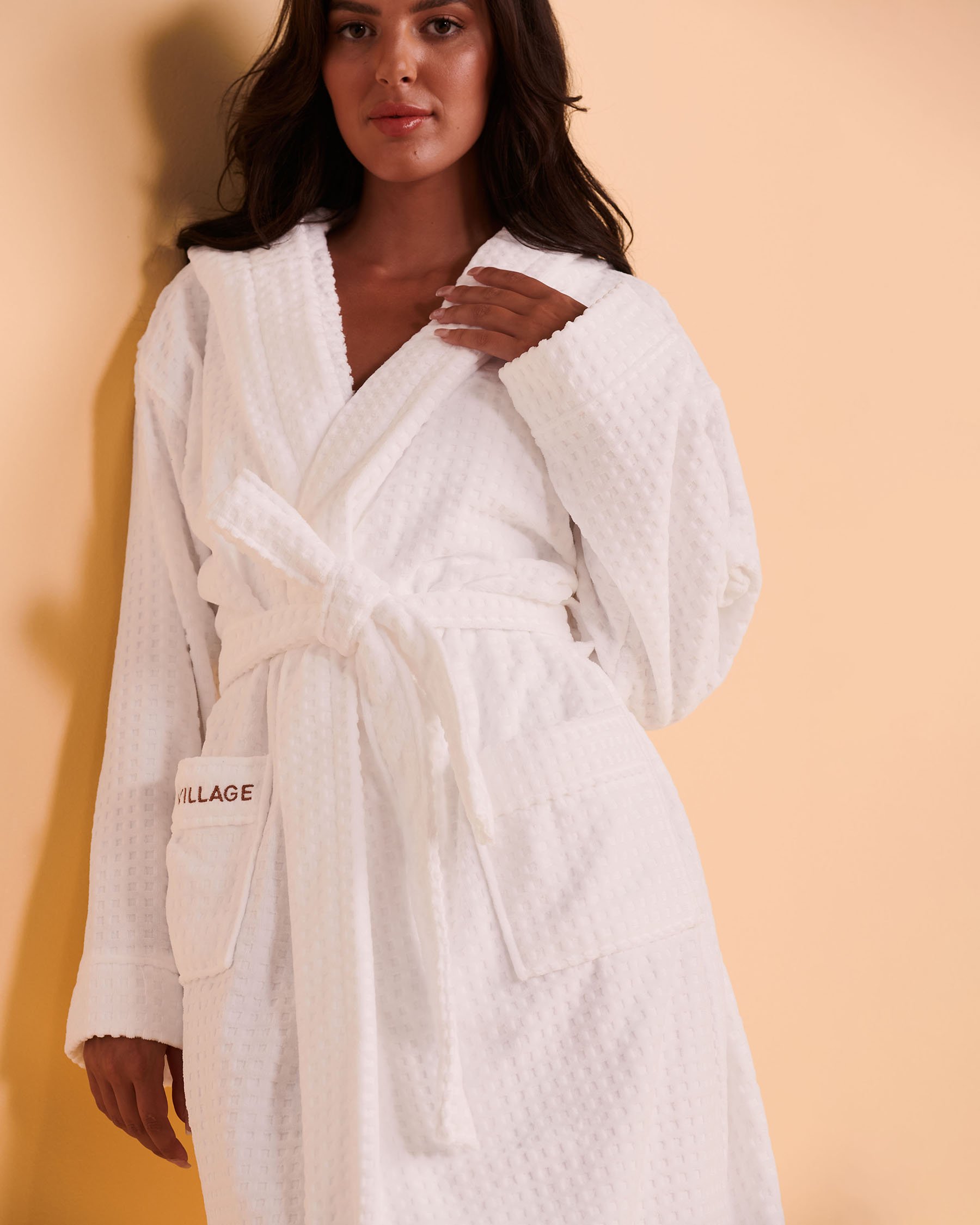 MY BIKINI STORY Peignoir ratine gaufrée Blanc 09200004 - Voir4