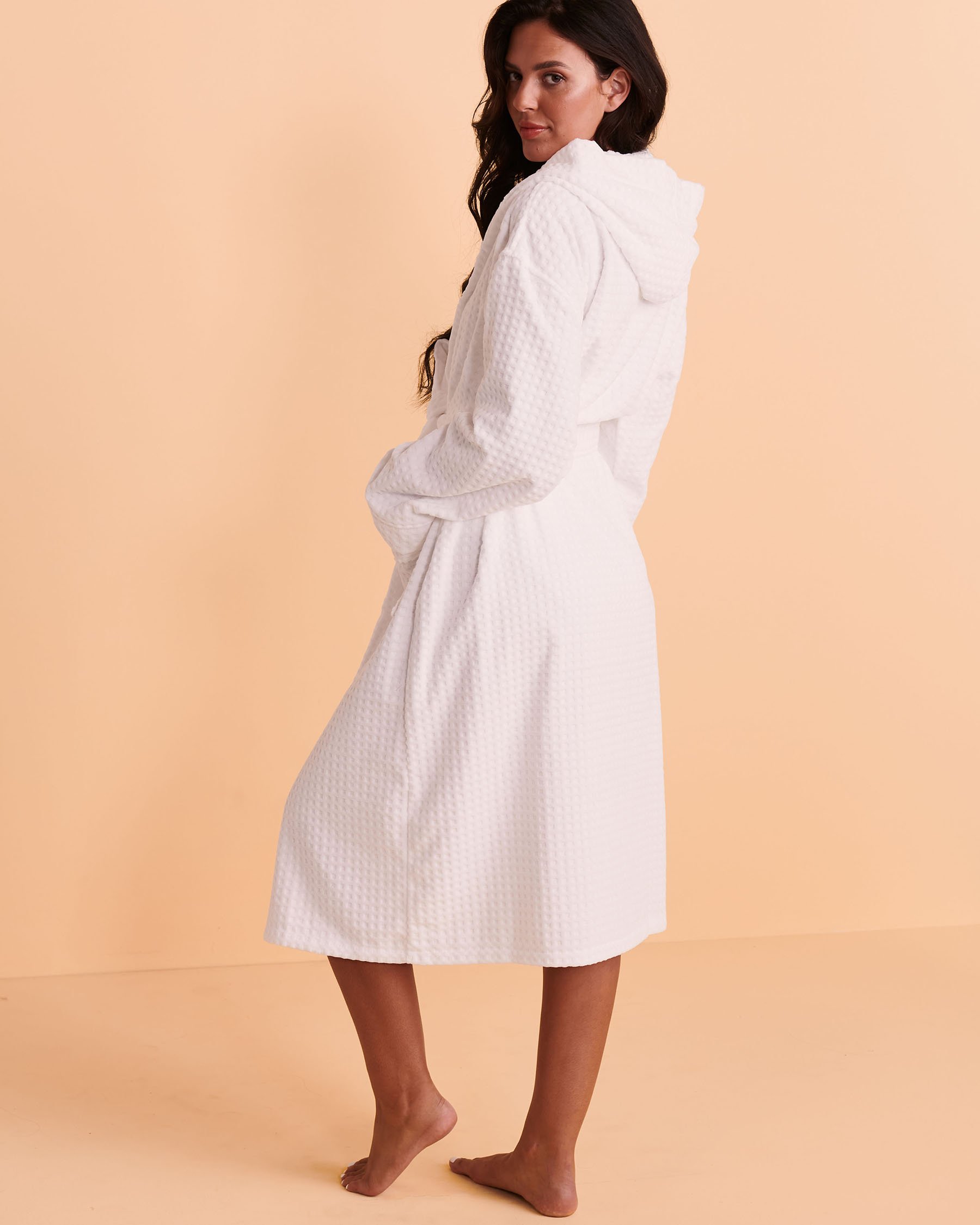 MY BIKINI STORY Peignoir ratine gaufrée Blanc 09200004 - Voir5