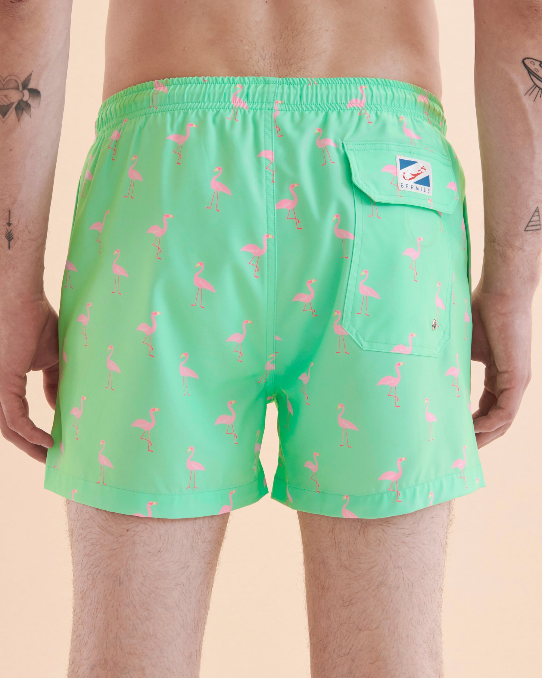 BERMIES Maillot volley Green Flamingo Vert flamant rose GREEN FLAMIN - Voir2