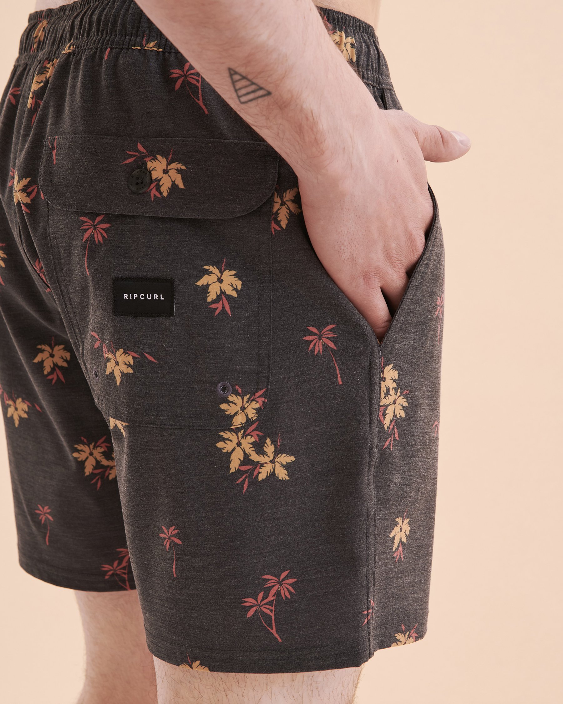 RIP CURL Maillot volley Cluster Noir délavé floral 053MBO - Voir3