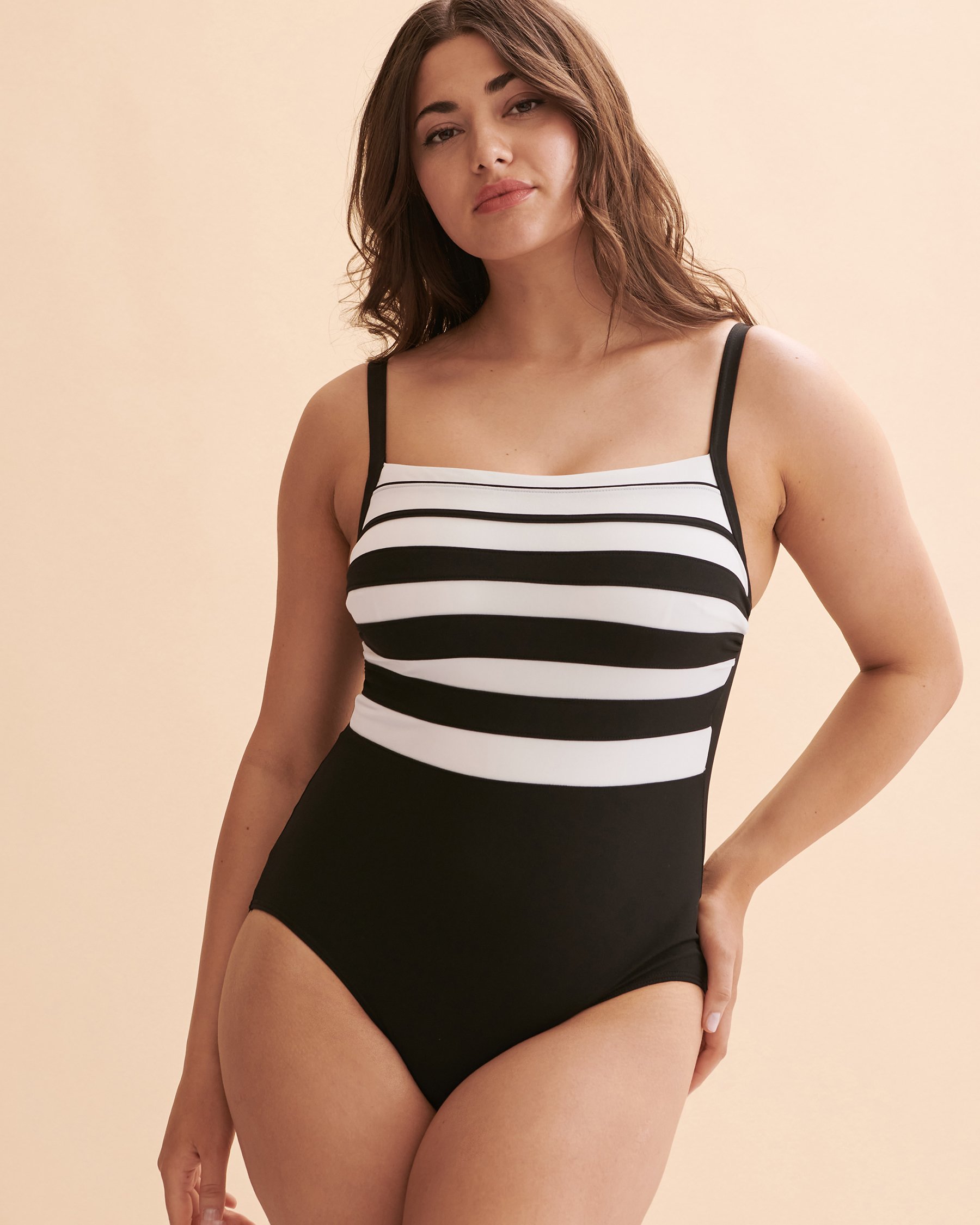 FINZ Maillot une-pièce bonnet DD/E Stripe Splice Noir FZPO60913DDE - View1