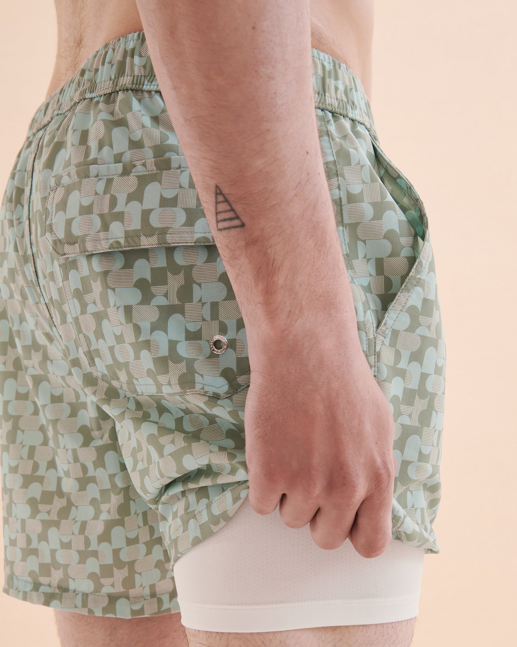 PUBLIC BEACH Geo Print Volley Swimsuit Sage geo print PB5640BIK - View2