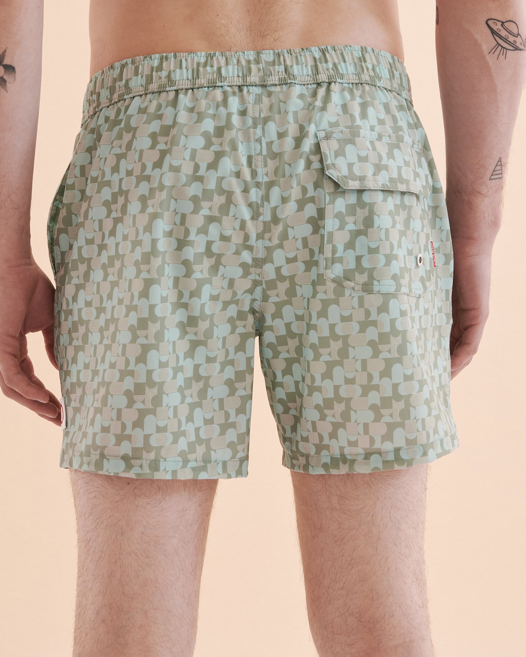 PUBLIC BEACH Geo Print Volley Swimsuit Sage geo print PB5640BIK - View5