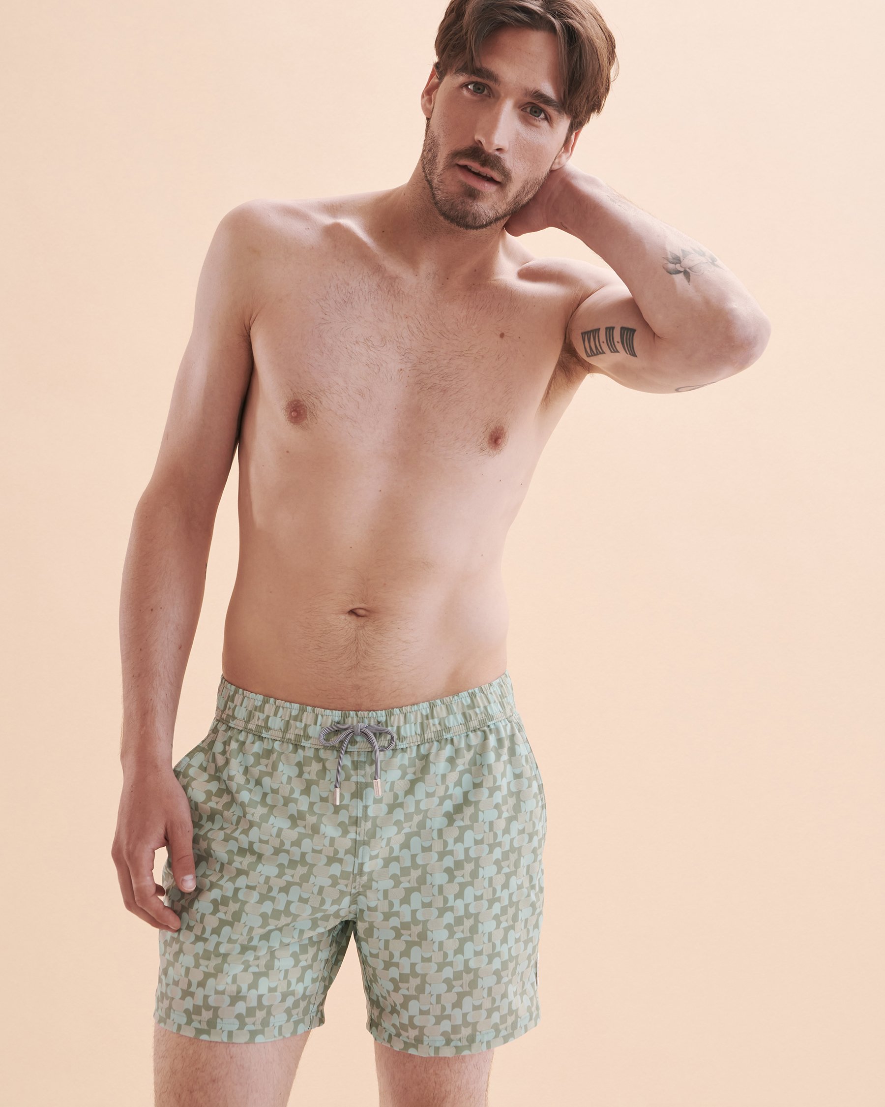 PUBLIC BEACH Geo Print Volley Swimsuit Sage geo print PB5640BIK - View6