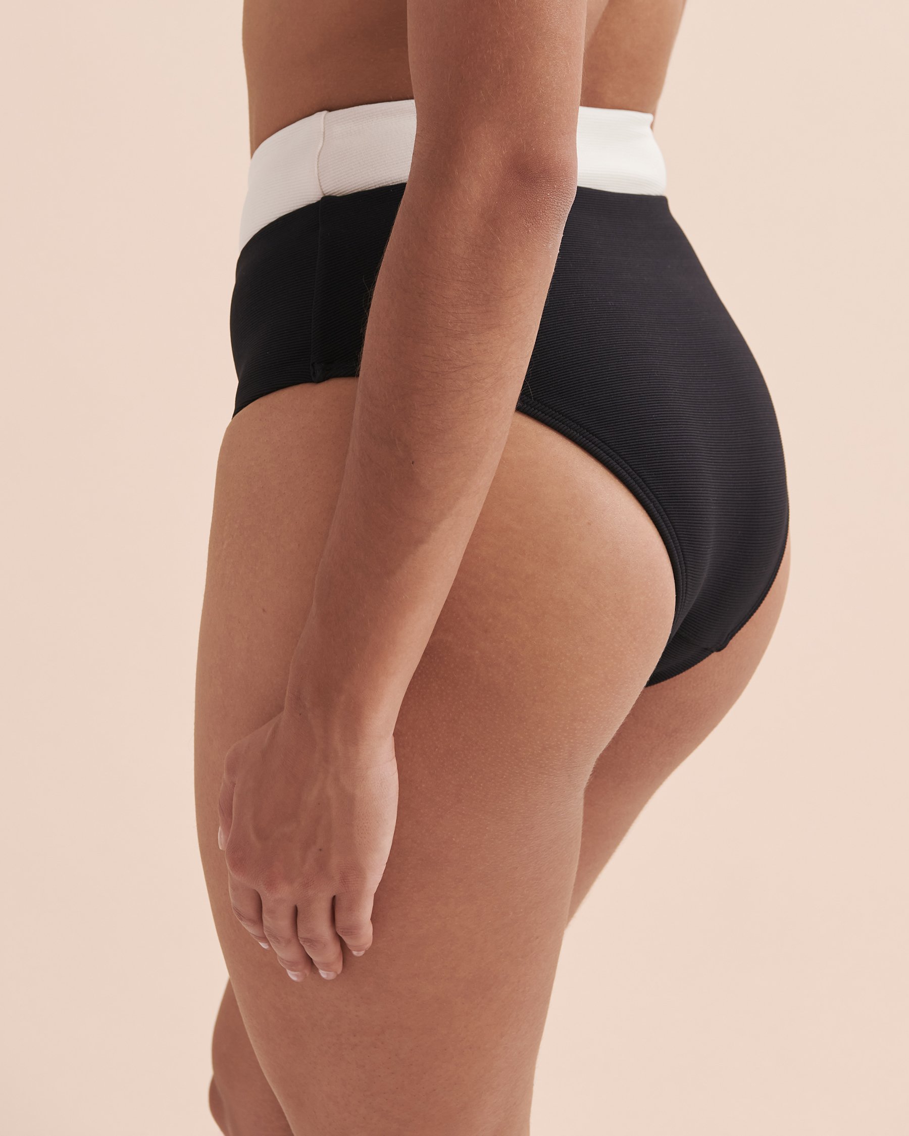 JETS AUSTRALIA Bas de bikini taille haute Versa Rib Noir / Crème J30004 - Voir3