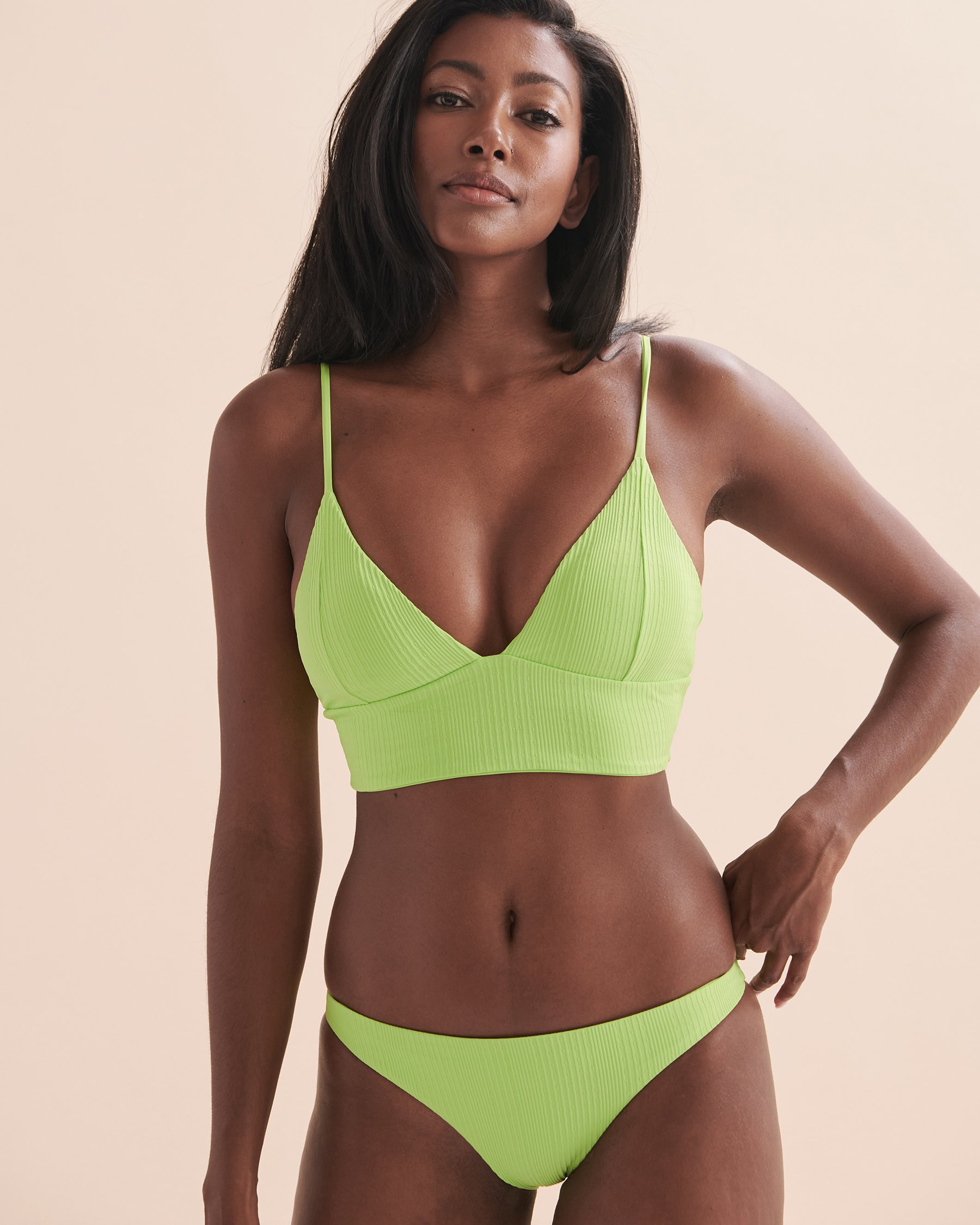 L*SPACE Haut de bikini bralette Pointelle Concombre PTWNT23 - Voir1