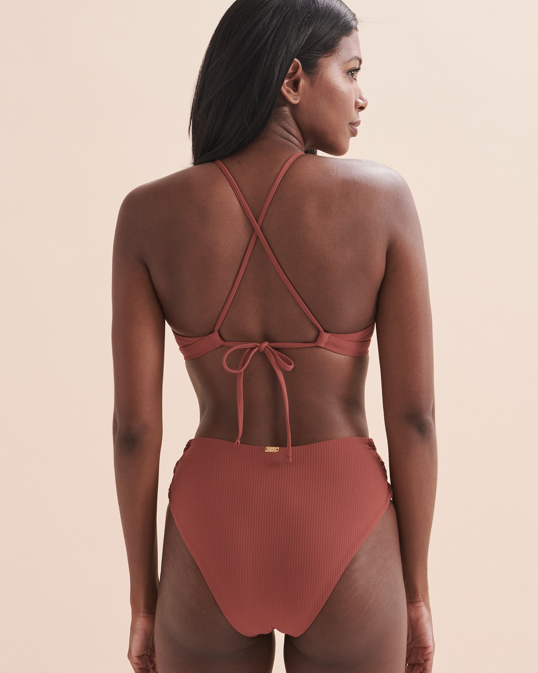TROPIK Textured Bralette Bikini Top Brown 01100217 - View2